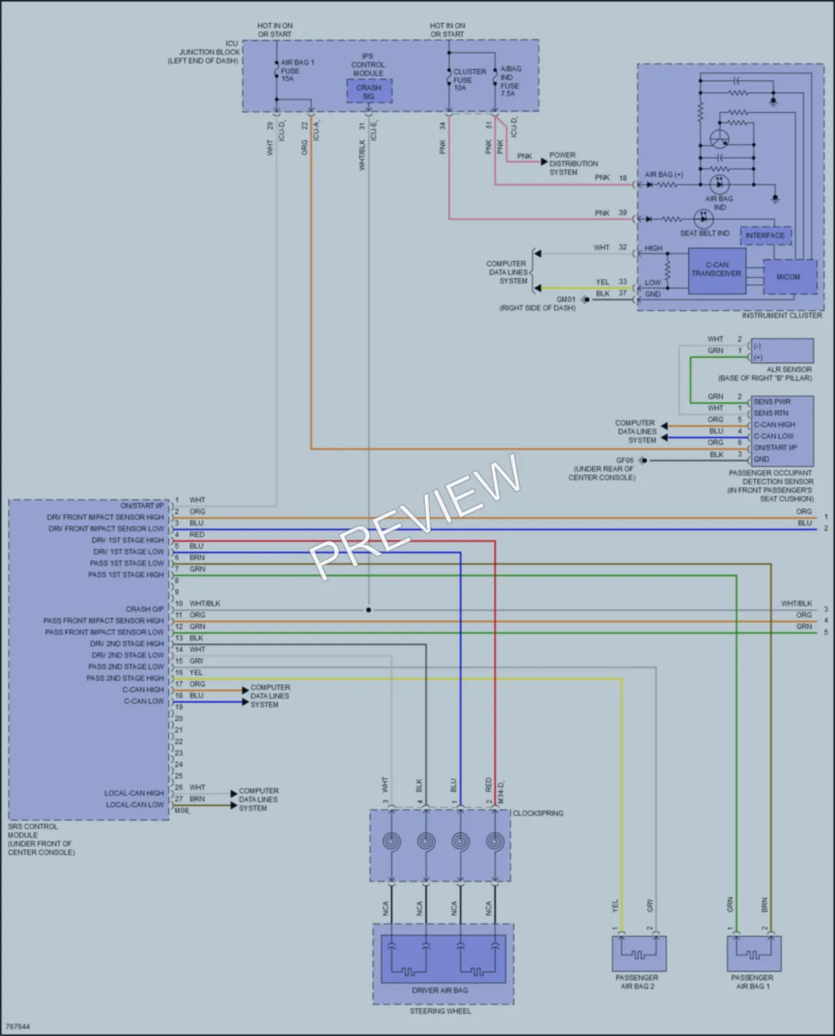 2022 Hyundai ElantraHybrid Supplemental Restraints wiring diagram preview