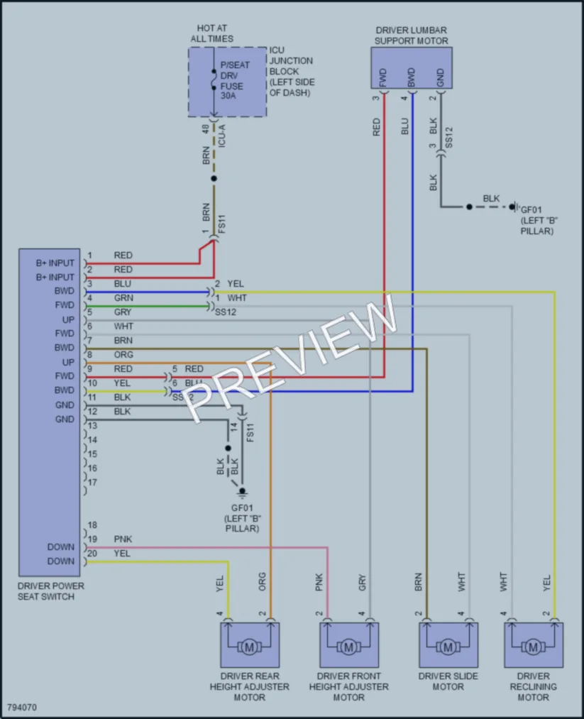 2022 Hyundai Ioniq5 Power Seats wiring diagram preview