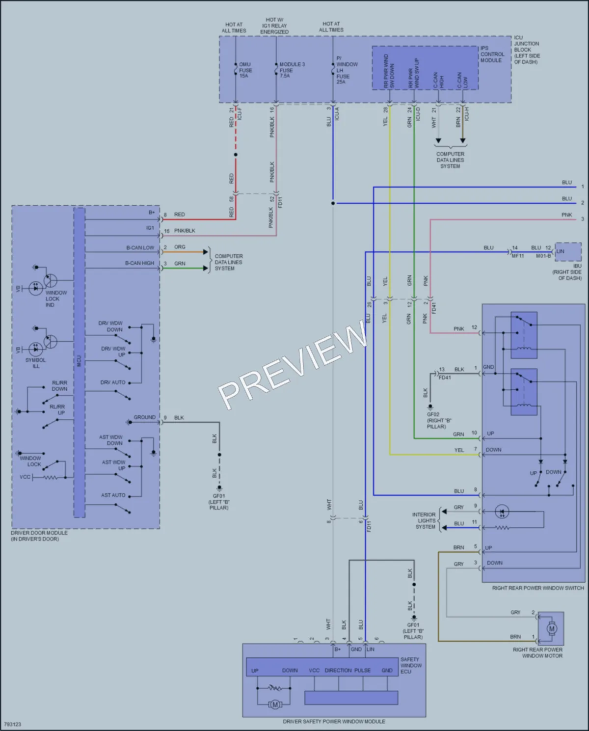 2022 Hyundai Ioniq5 Power Windows wiring diagram preview