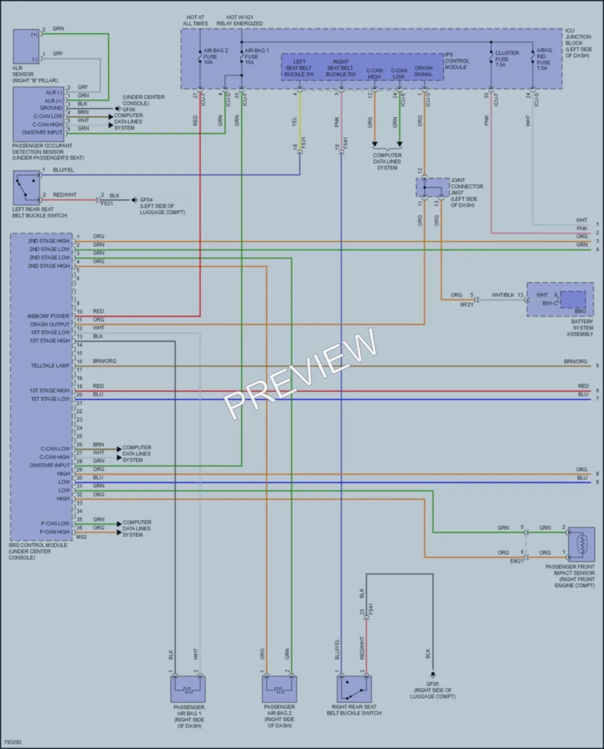 2022 Hyundai Ioniq5 Supplemental Restraints wiring diagram preview