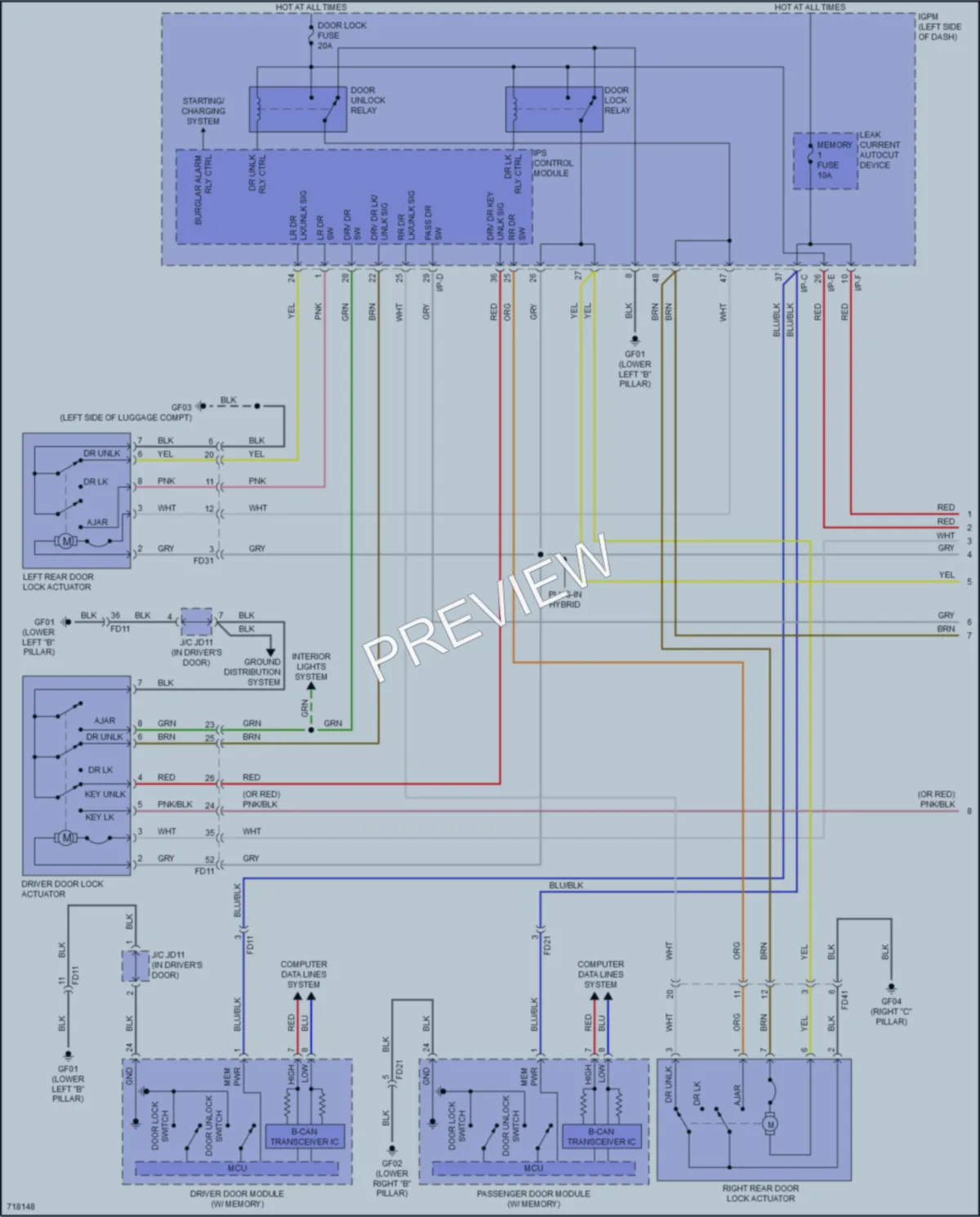 2022 Hyundai IoniqPlugIn Power Door Locks wiring diagram preview
