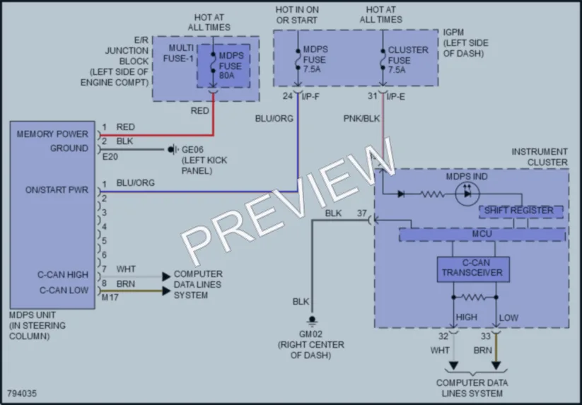 2022 Hyundai Kona Electronic Power Steering wiring diagram preview