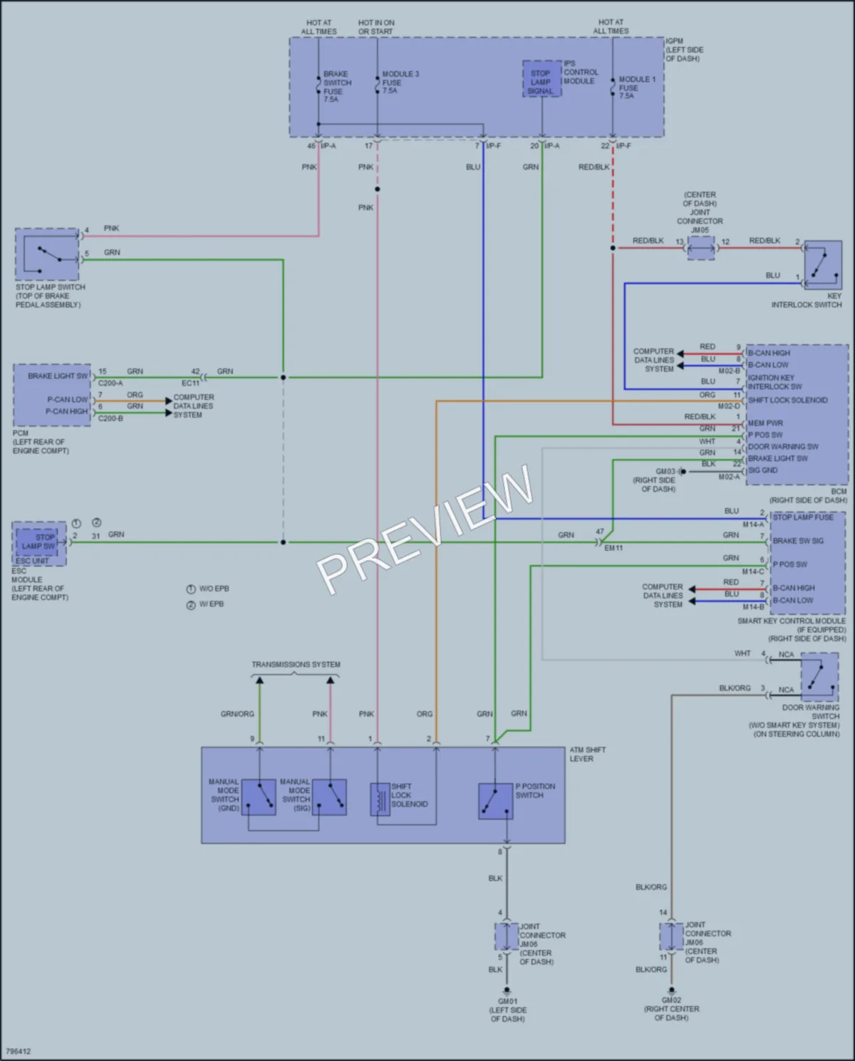 2022 Hyundai Kona Shift Interlock wiring diagram preview