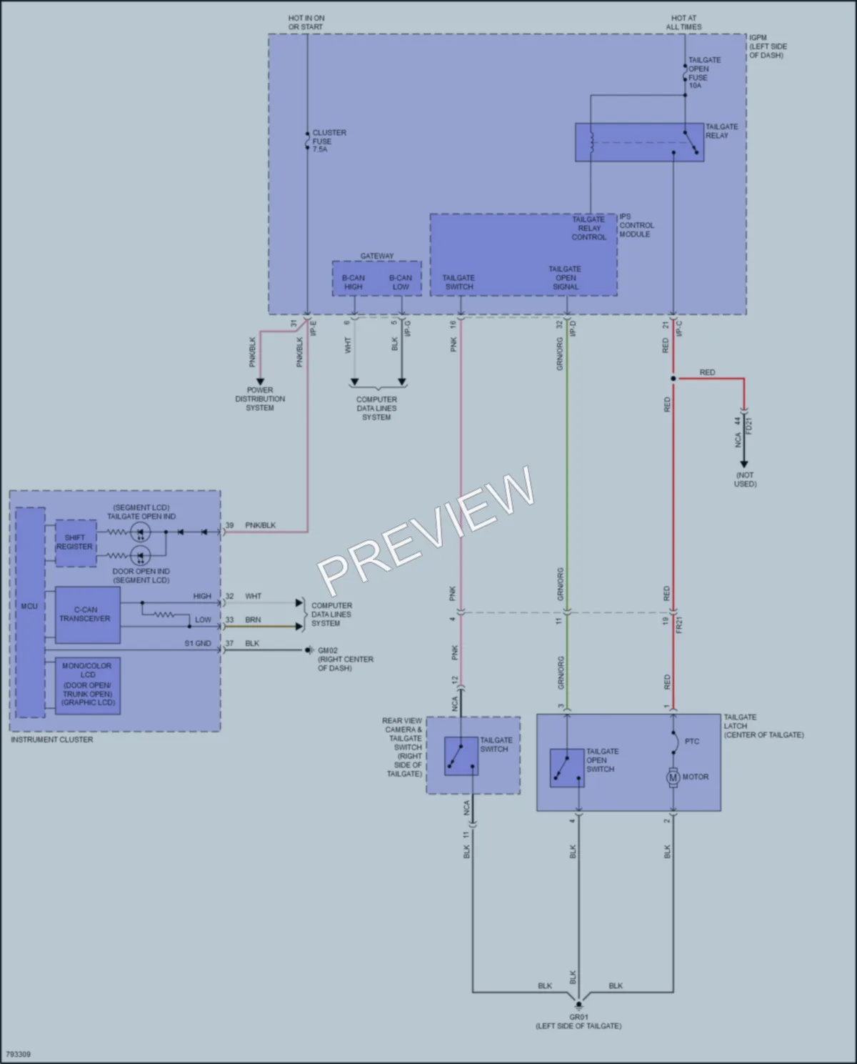 2022 Hyundai Kona Trunk Tailgate Fuel Door wiring diagram preview