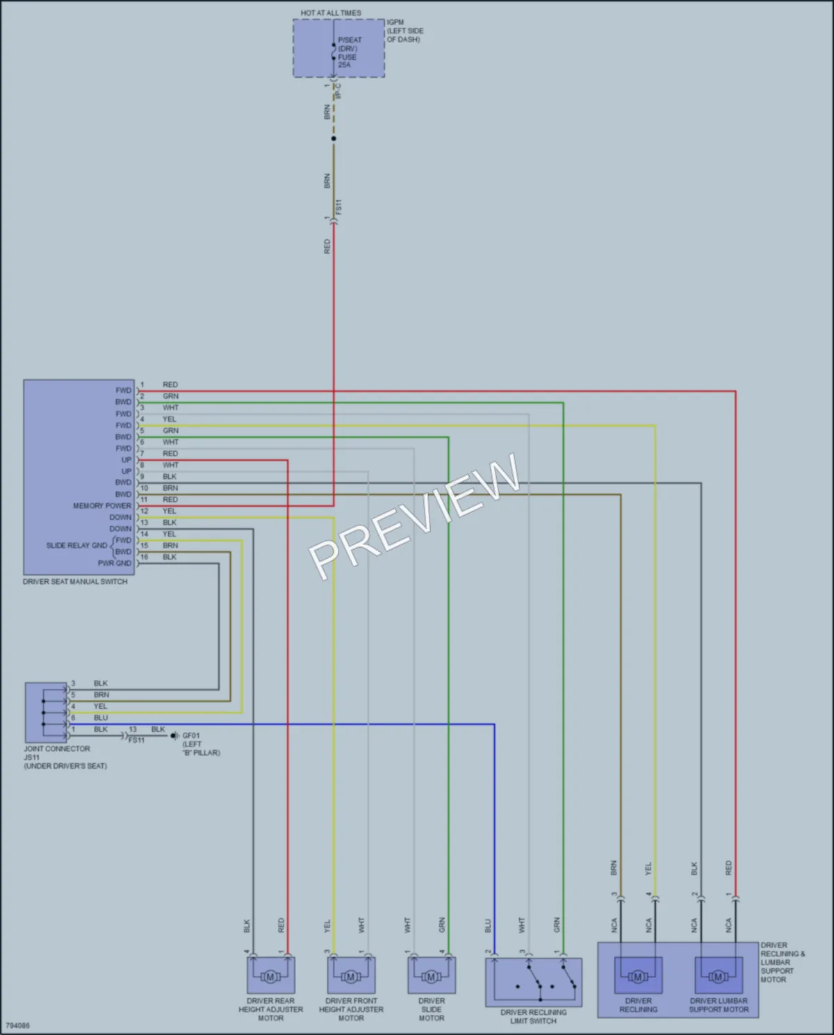 2022 Hyundai KonaElectric Power Seats wiring diagram preview