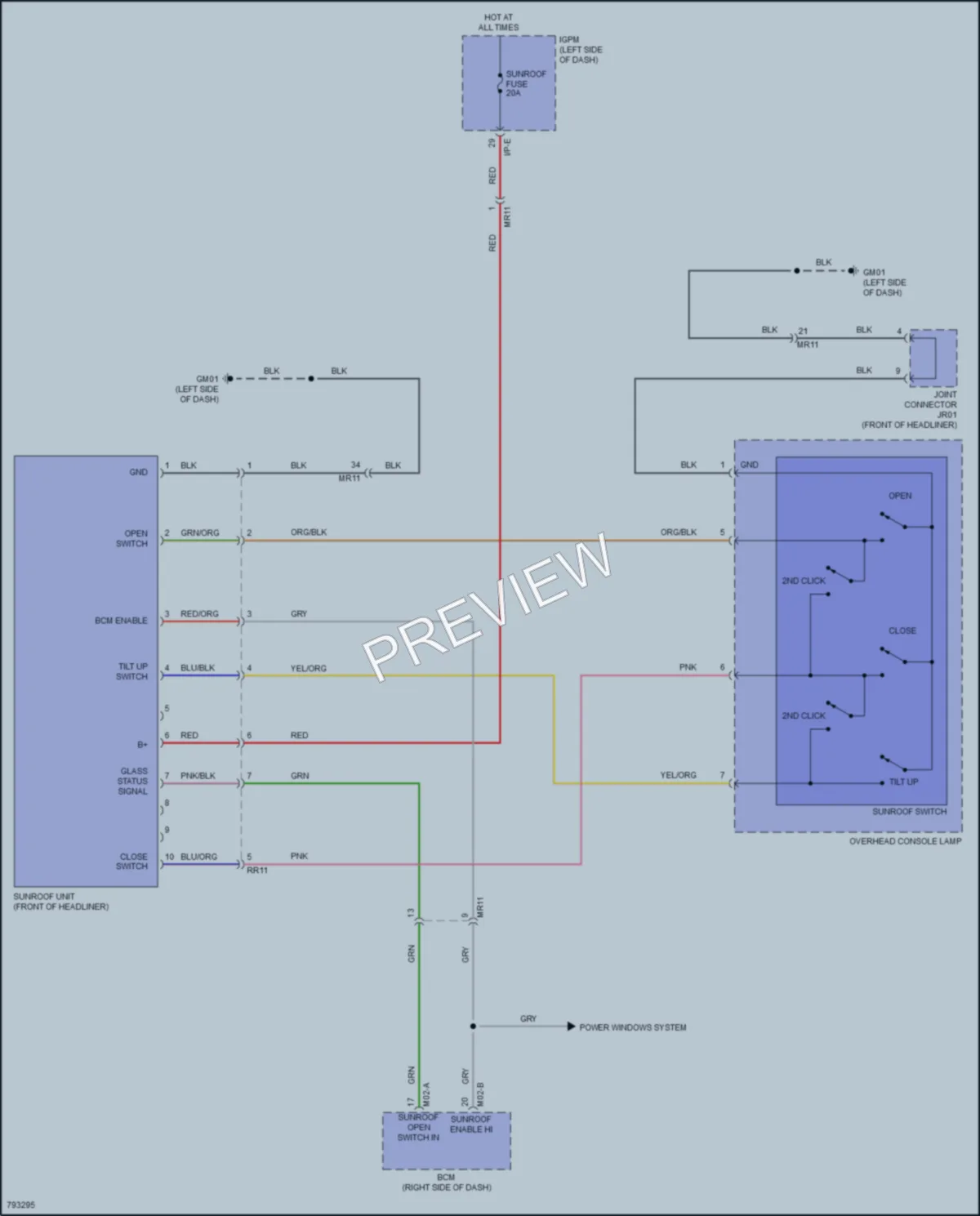 2022 Hyundai KonaElectric Power Top Sunroof wiring diagram preview
