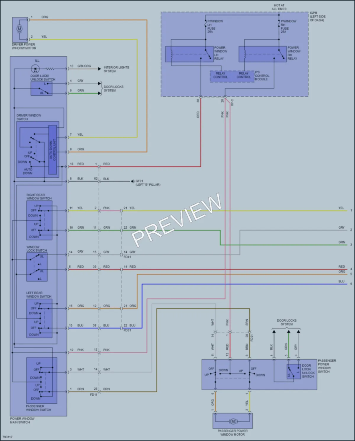 2022 Hyundai KonaElectric Power Windows wiring diagram preview