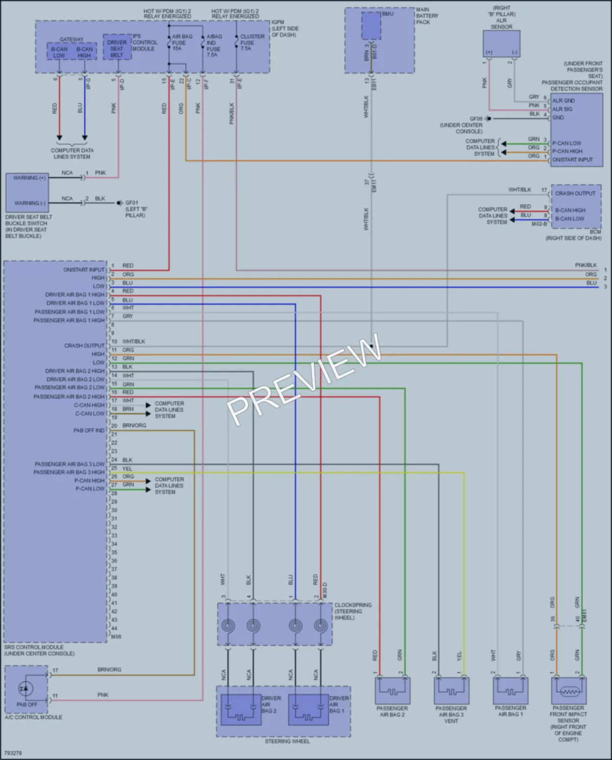 2022 Hyundai KonaElectric Supplemental Restraints wiring diagram preview