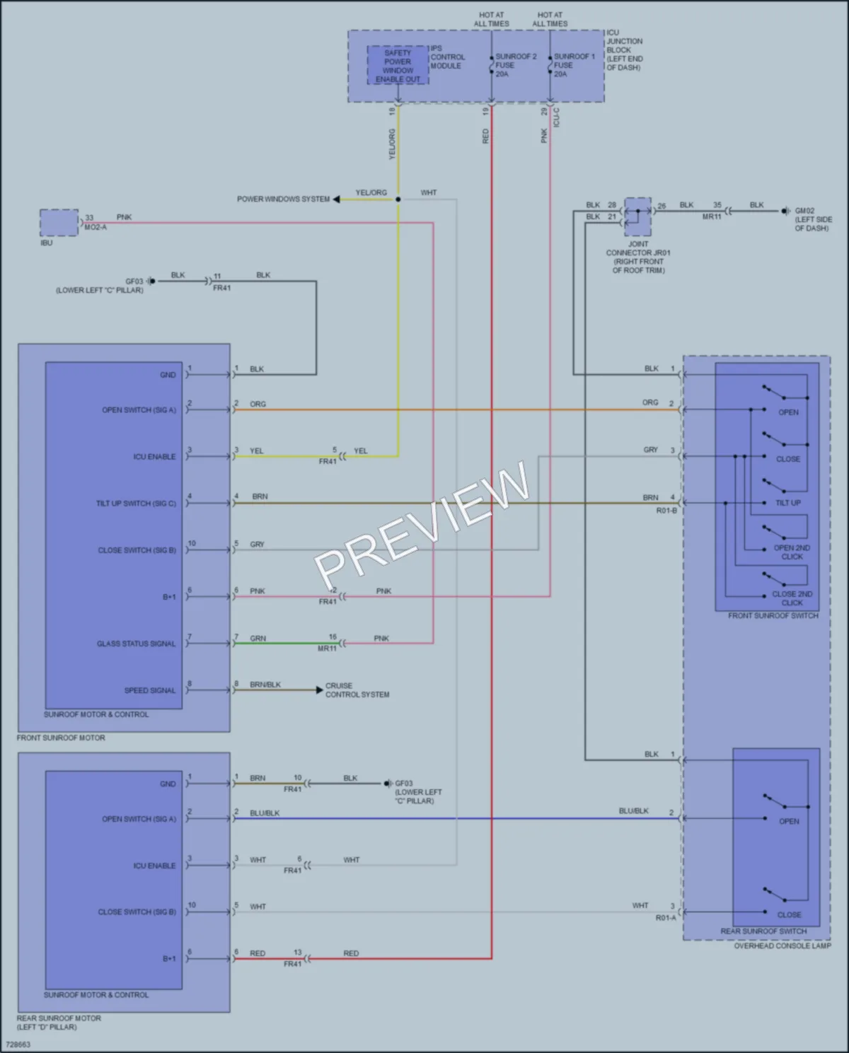 2022 Hyundai Palisade Power Top Sunroof wiring diagram preview