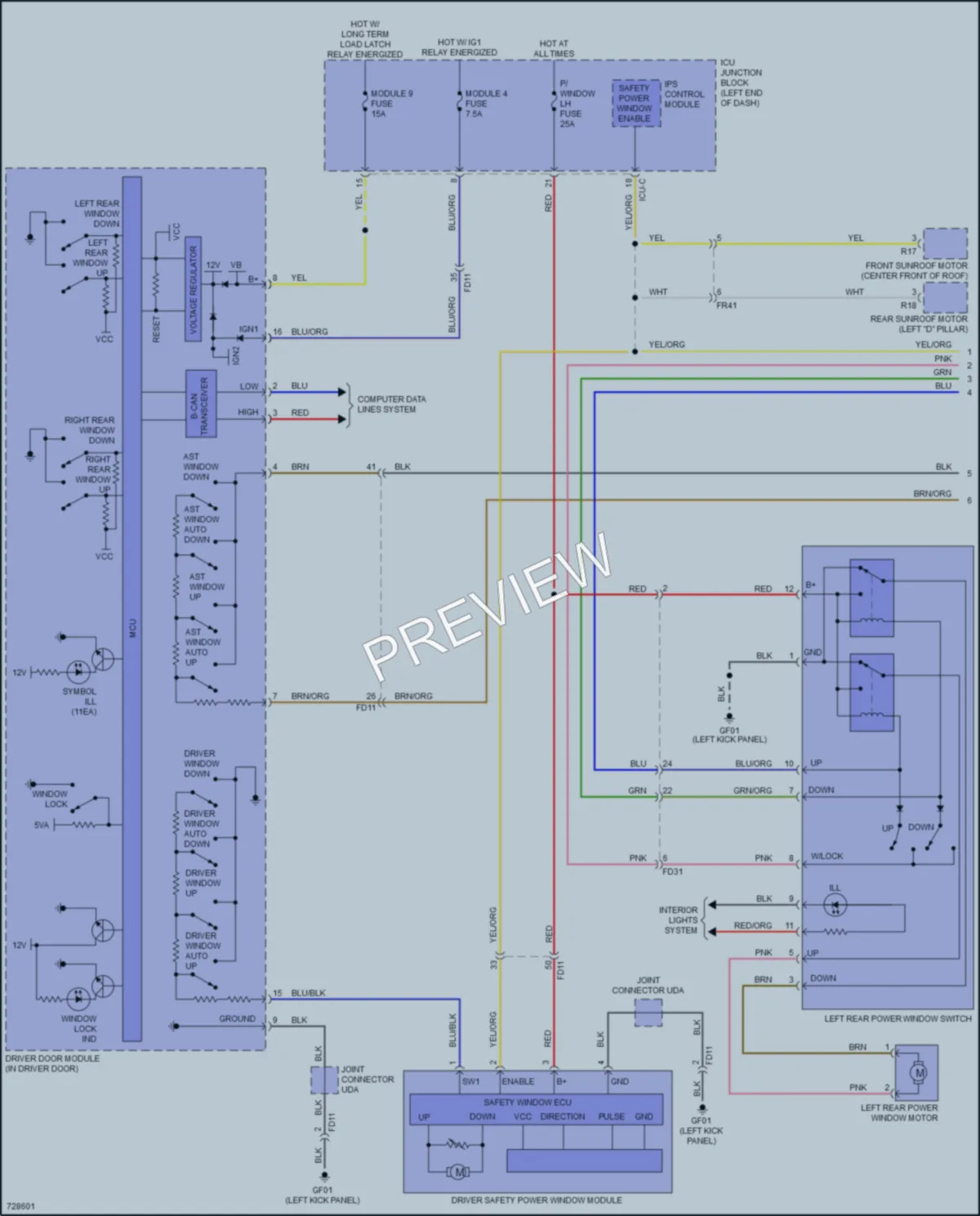 2022 Hyundai Palisade Power Windows wiring diagram preview