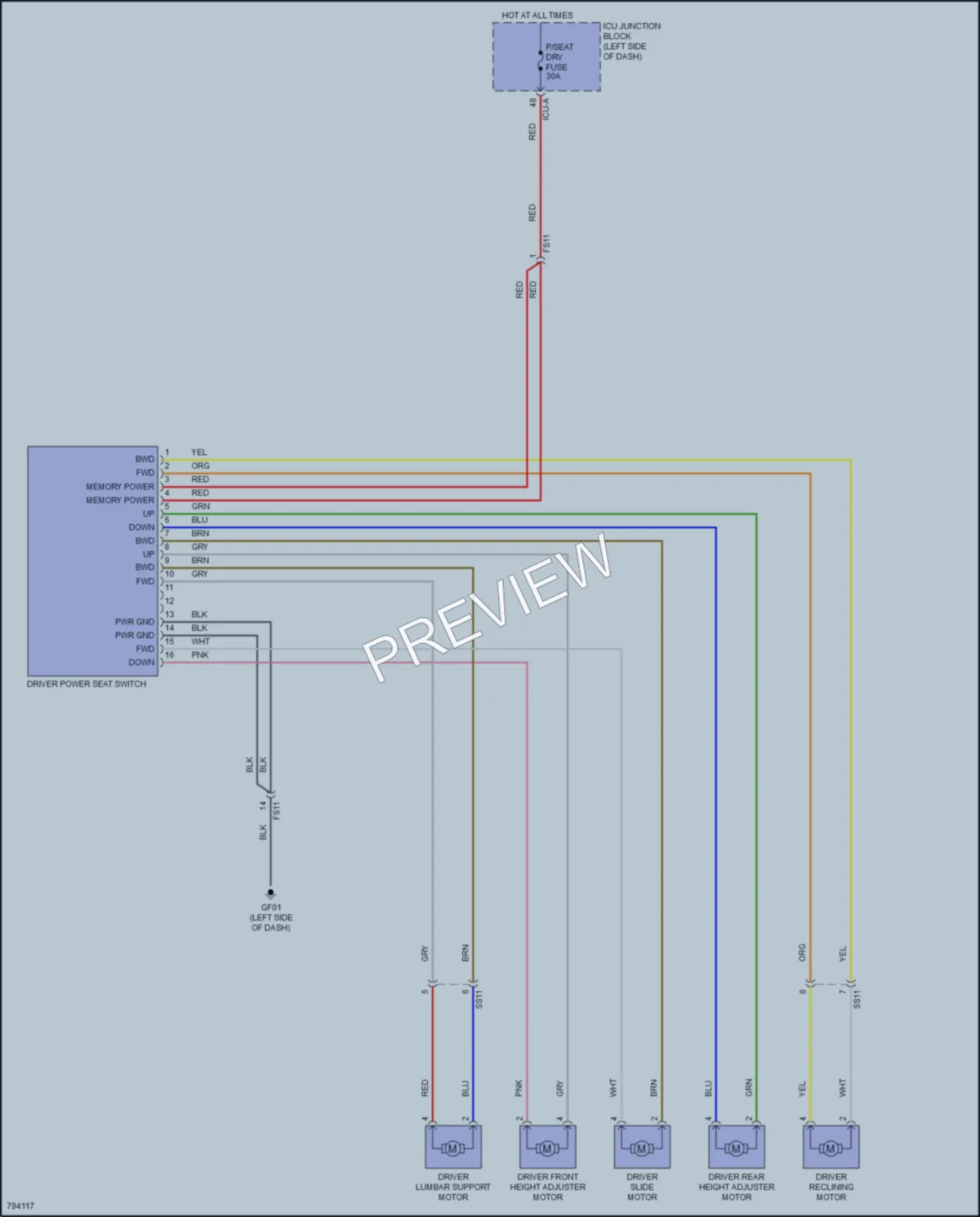 2022 Hyundai SantaCruz Power Seats wiring diagram preview