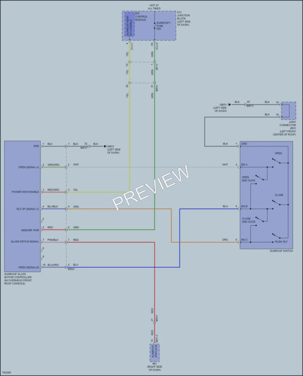 2022 Hyundai SantaCruz Power Top Sunroof wiring diagram preview