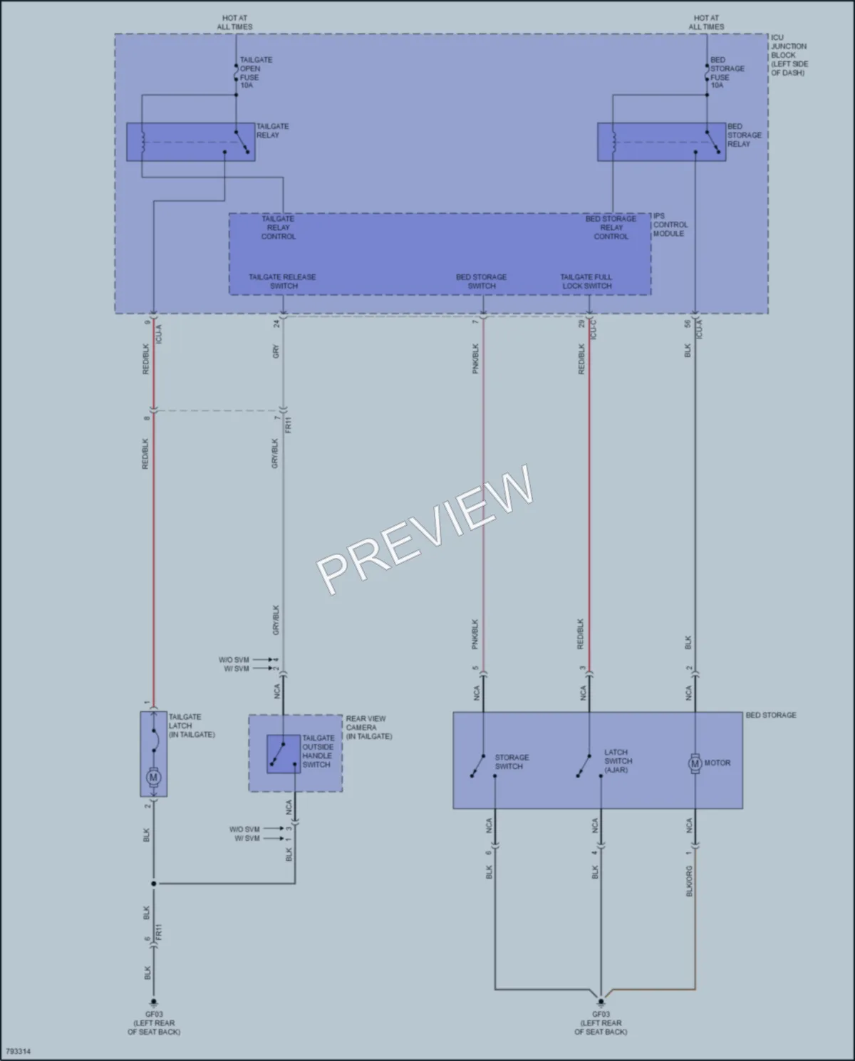 2022 Hyundai SantaCruz Trunk Tailgate Fuel Door wiring diagram preview