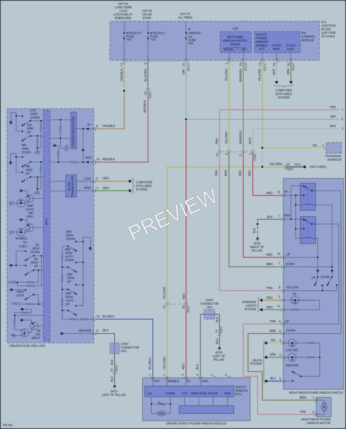 2022 Hyundai SantaFe Power Windows wiring diagram preview