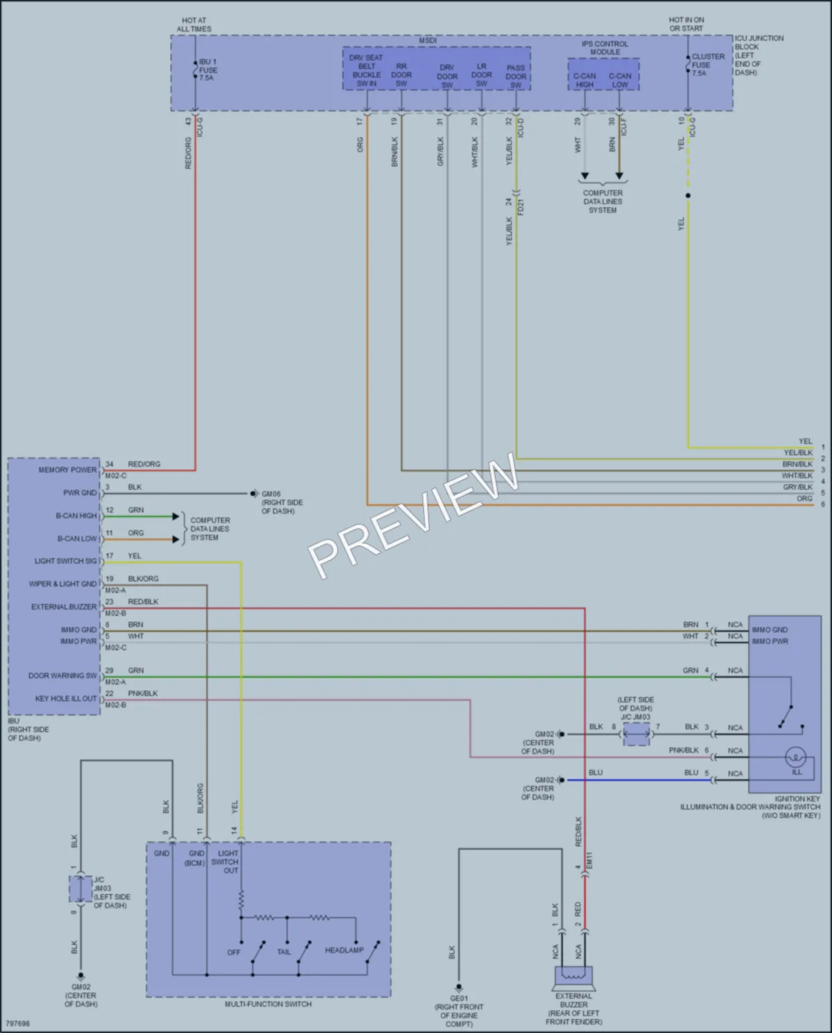 2022 Hyundai SantaFeHybrid Warning Systems wiring diagram preview