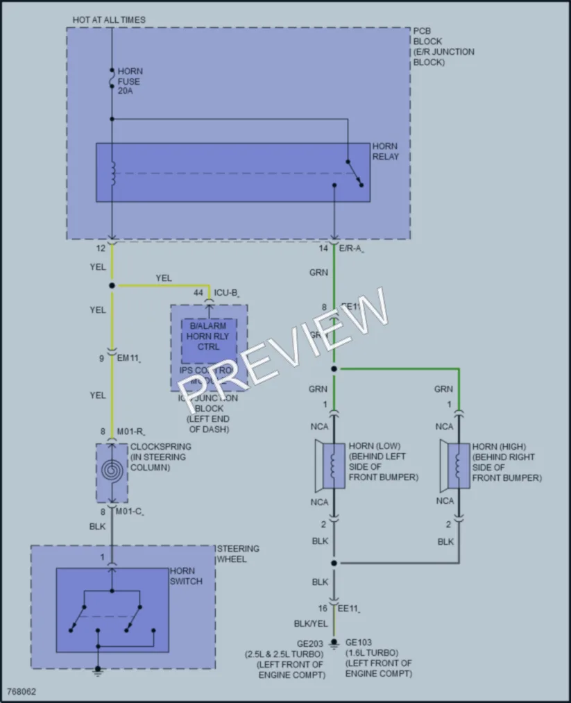 2022 Hyundai Sonata Horn wiring diagram preview