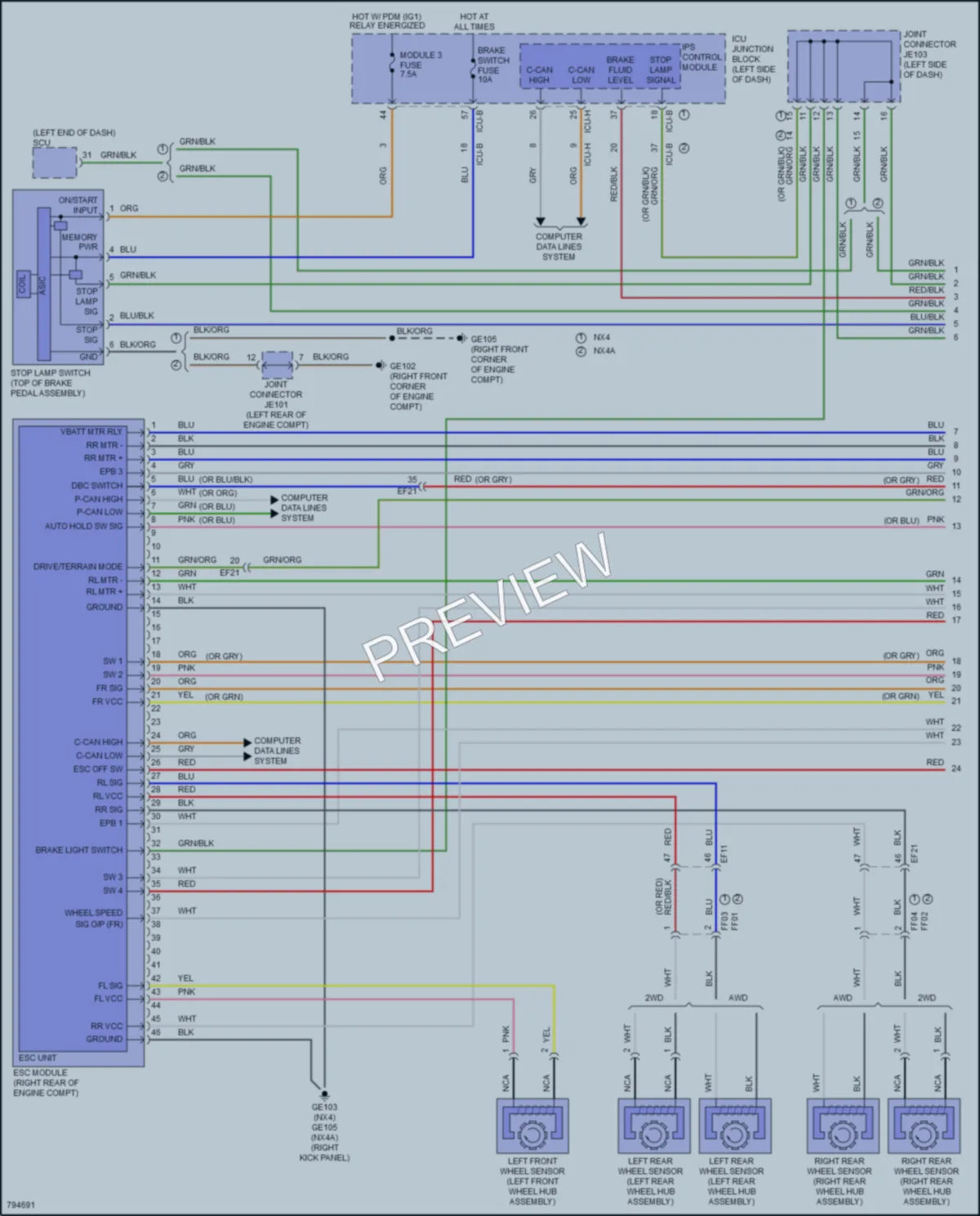 2022 Hyundai TucsonHybrid Anti Lock Brakes wiring diagram preview