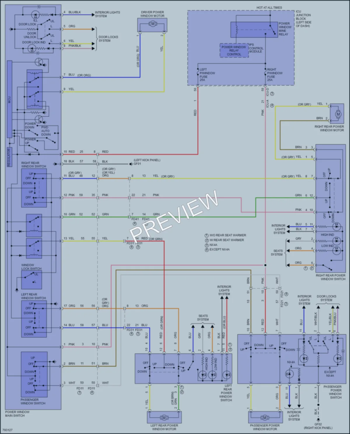 2022 Hyundai TucsonHybrid Power Windows wiring diagram preview