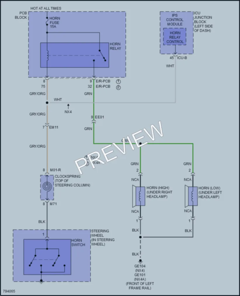 2022 Hyundai TucsonPlugIn Horn wiring diagram preview