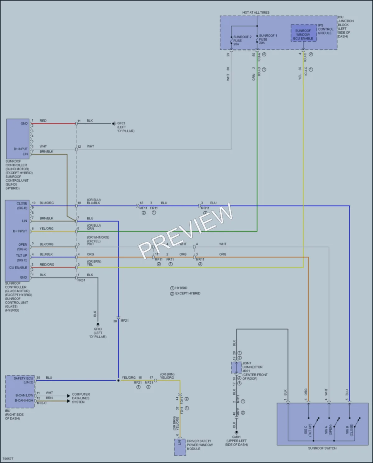 2022 Hyundai TucsonPlugIn Power Top Sunroof wiring diagram preview
