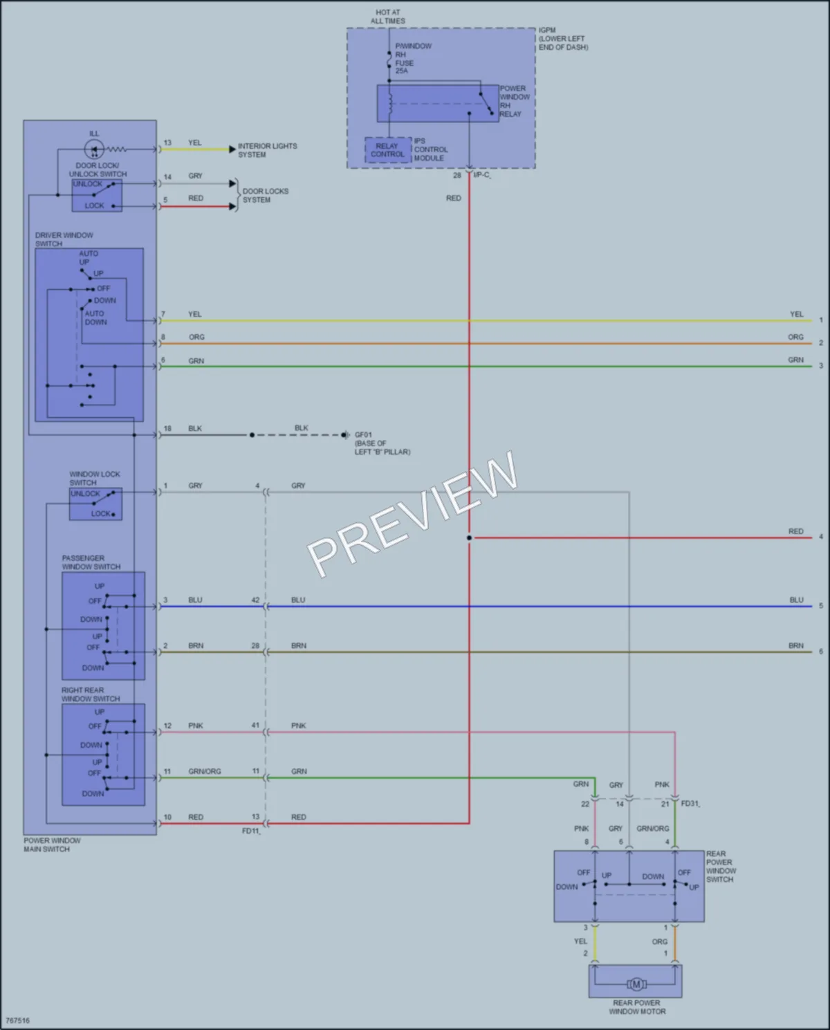 2022 Hyundai Veloster Power Windows wiring diagram preview