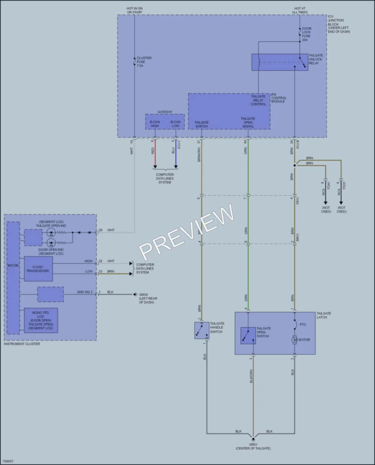 2022 Hyundai Venue Trunk Tailgate Fuel Door wiring diagram preview
