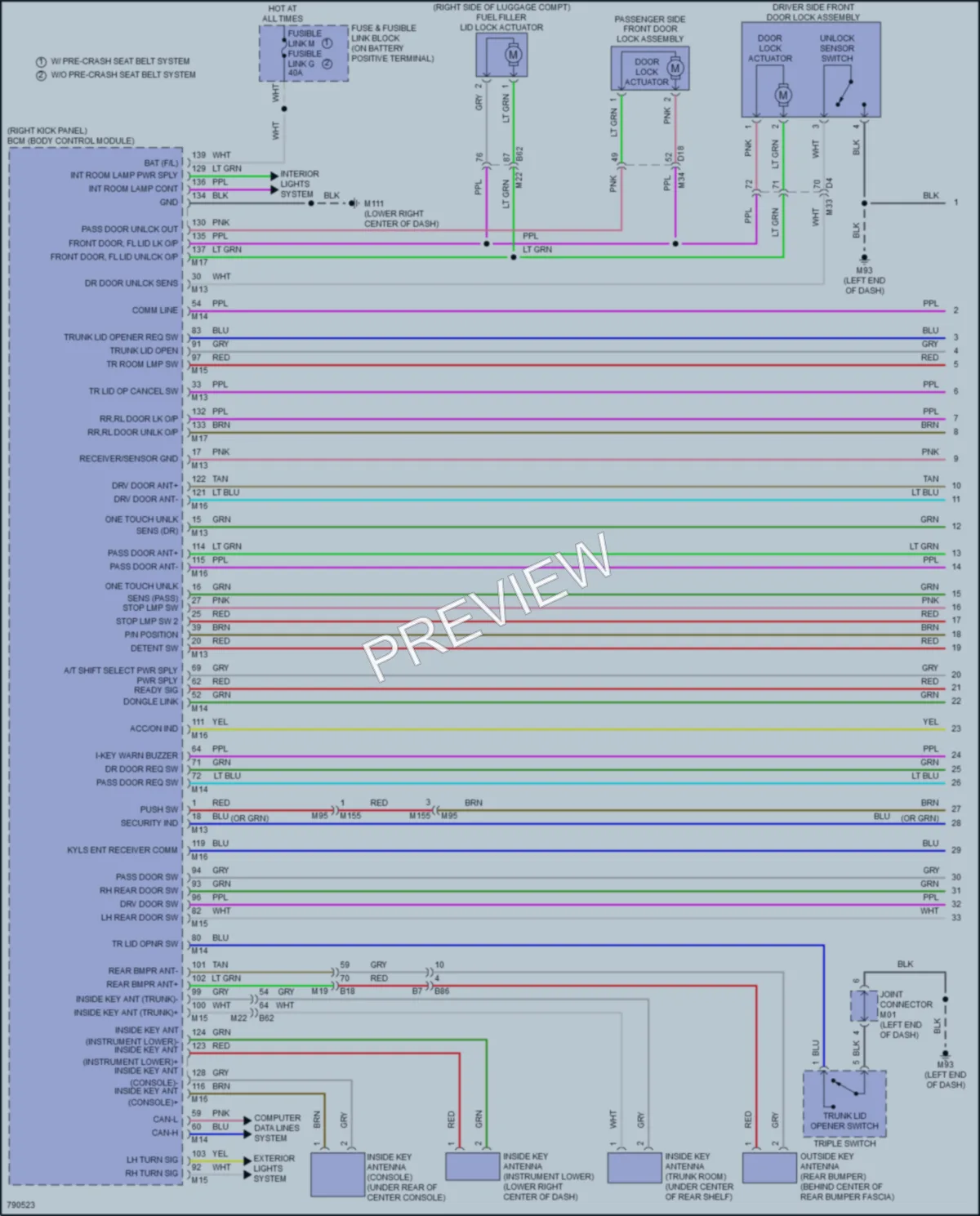 2022 Infiniti Q50 Power Door Locks wiring diagram preview
