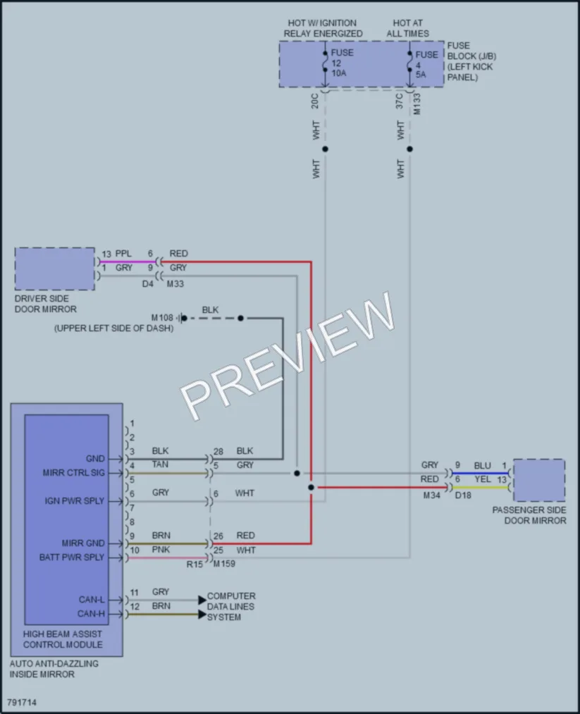 2022 Infiniti Q50 Power Mirrors wiring diagram preview