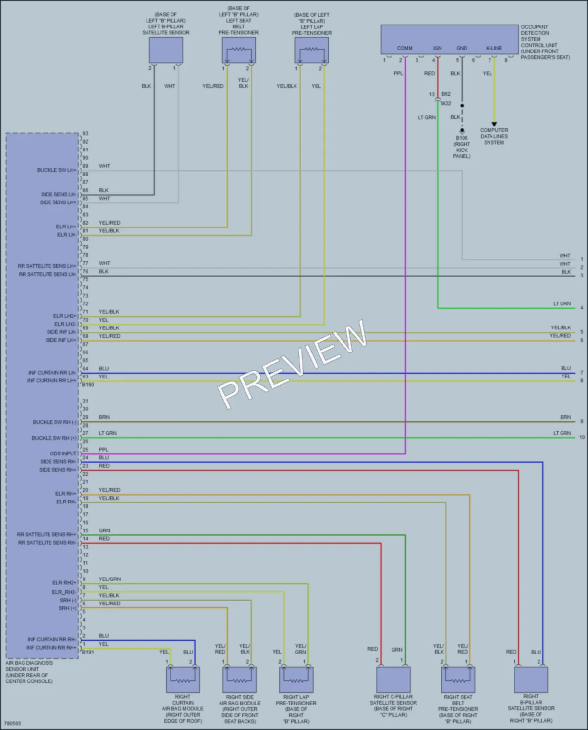 2022 Infiniti Q50 Supplemental Restraints wiring diagram preview