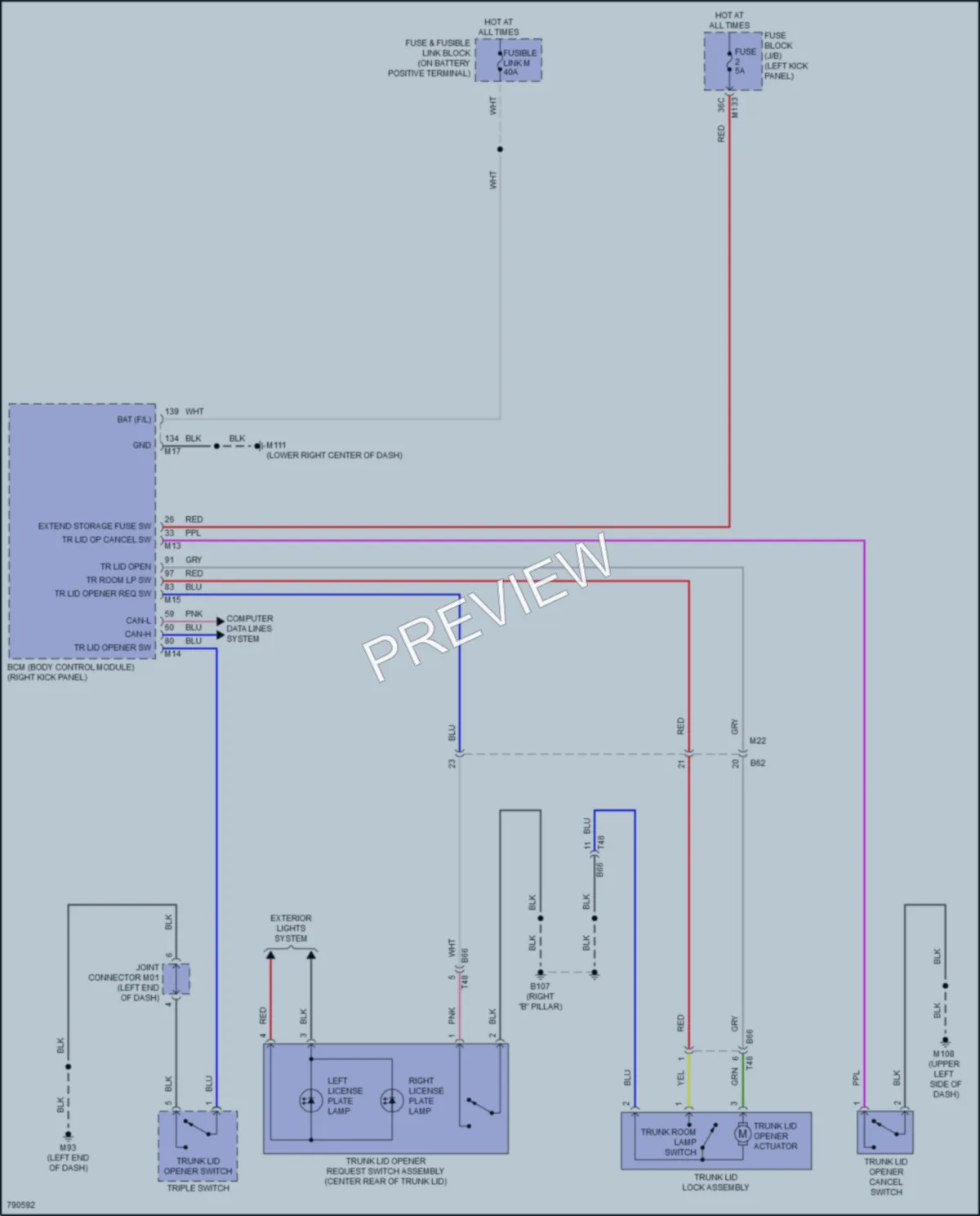 2022 Infiniti Q50 Trunk Tailgate Fuel Door wiring diagram preview