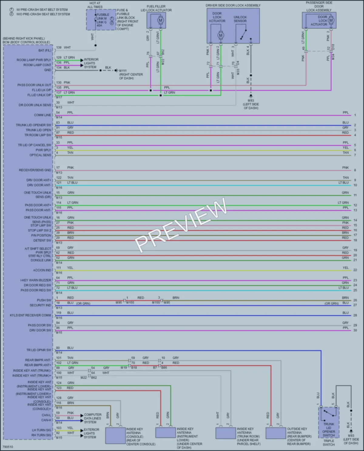 2022 Infiniti Q60 Power Door Locks wiring diagram preview