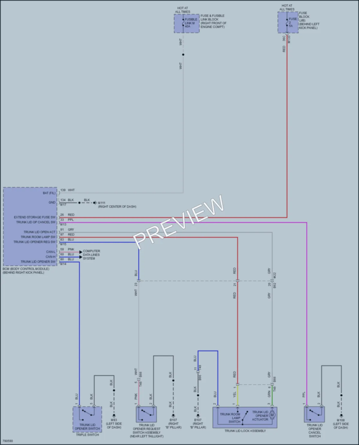 2022 Infiniti Q60 Trunk Tailgate Fuel Door wiring diagram preview