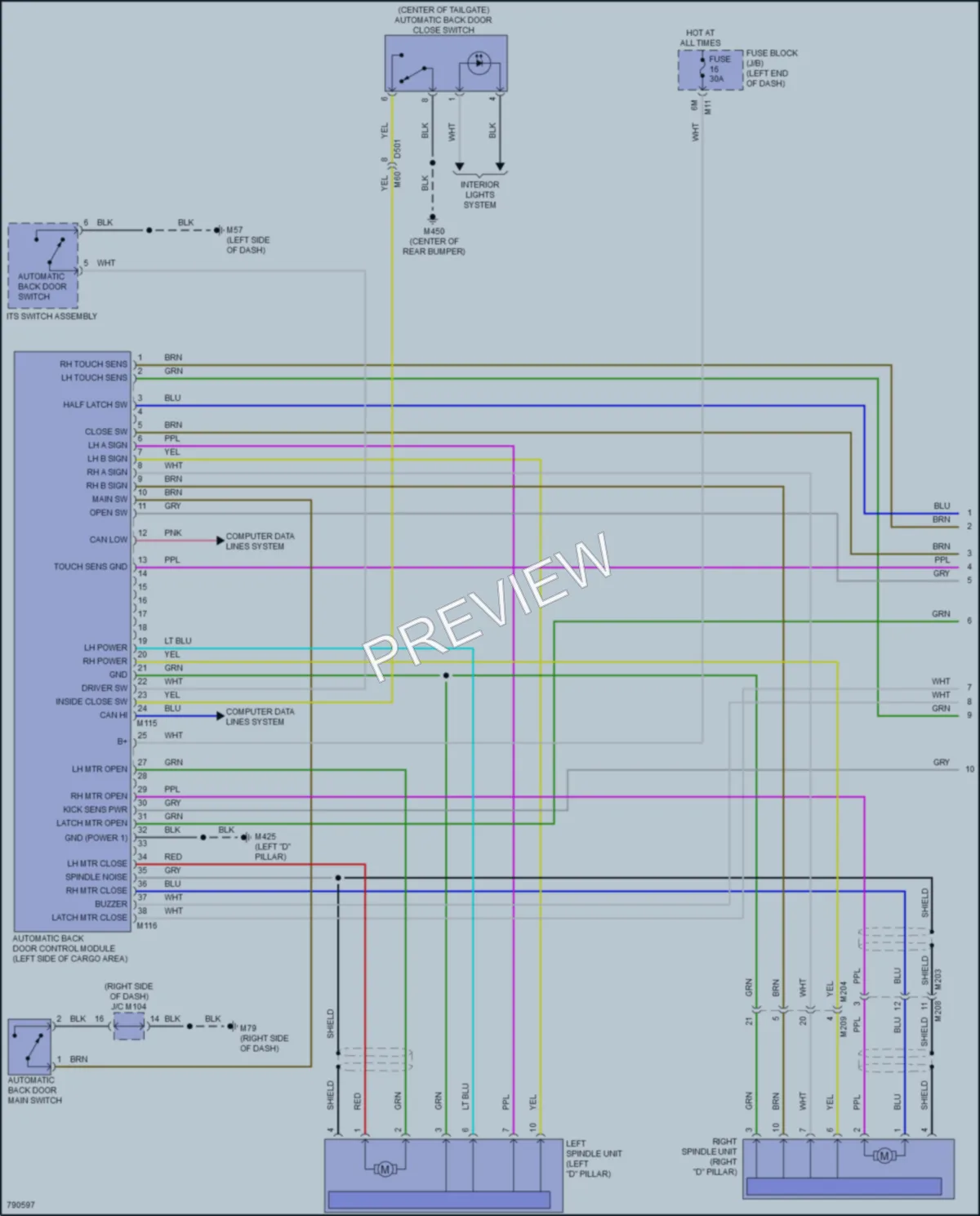 2022 Infiniti QX50 Trunk Tailgate Fuel Door wiring diagram preview