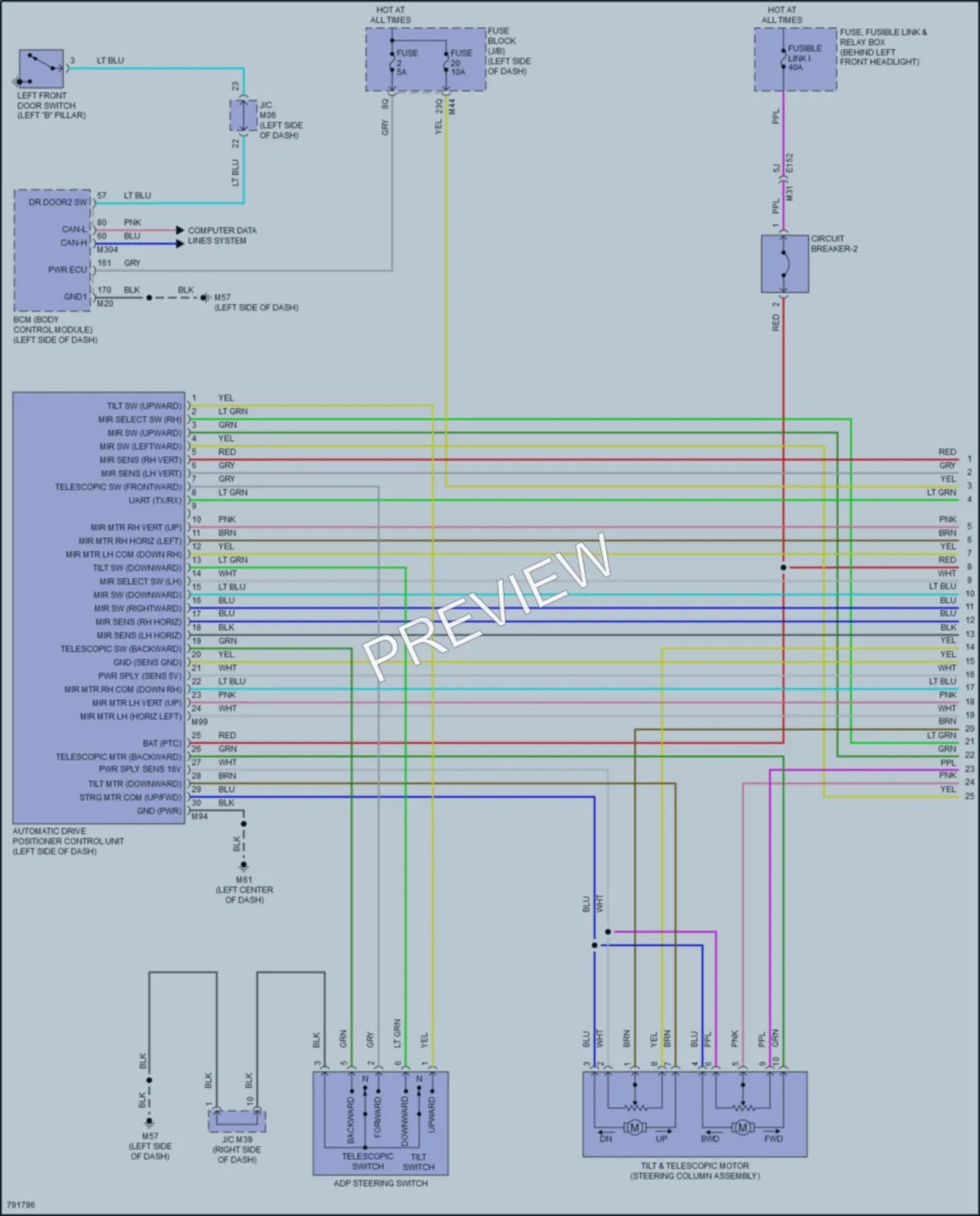 2022 Infiniti QX55 Memory Systems wiring diagram preview