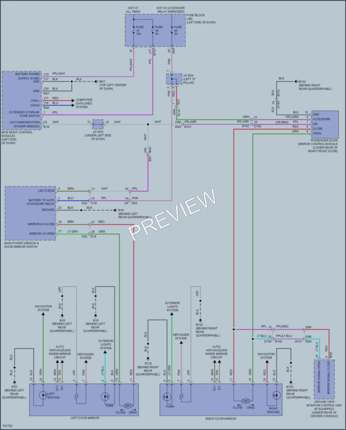 2022 Infiniti QX60 Power Mirrors wiring diagram preview
