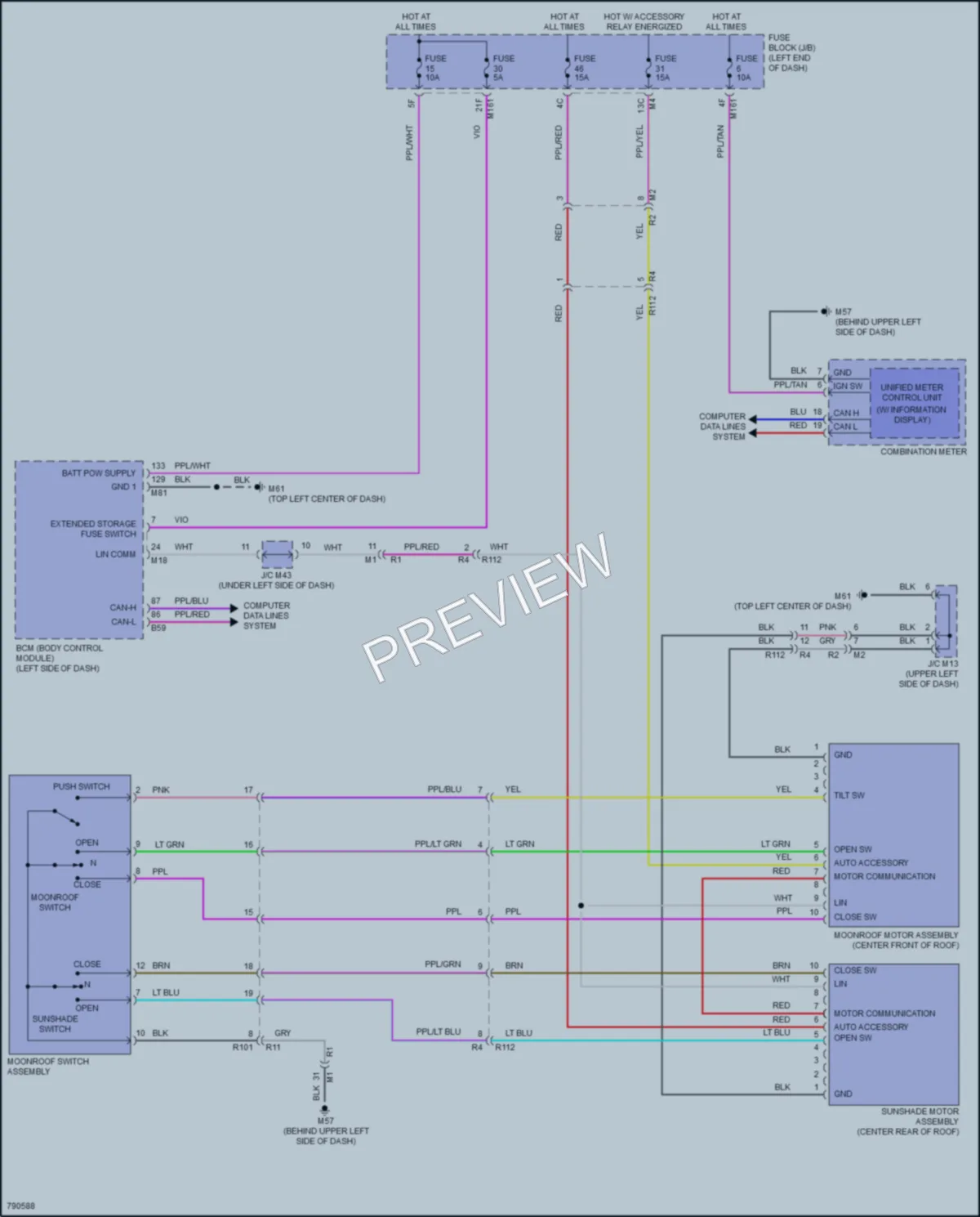 2022 Infiniti QX60 Power Top Sunroof wiring diagram preview