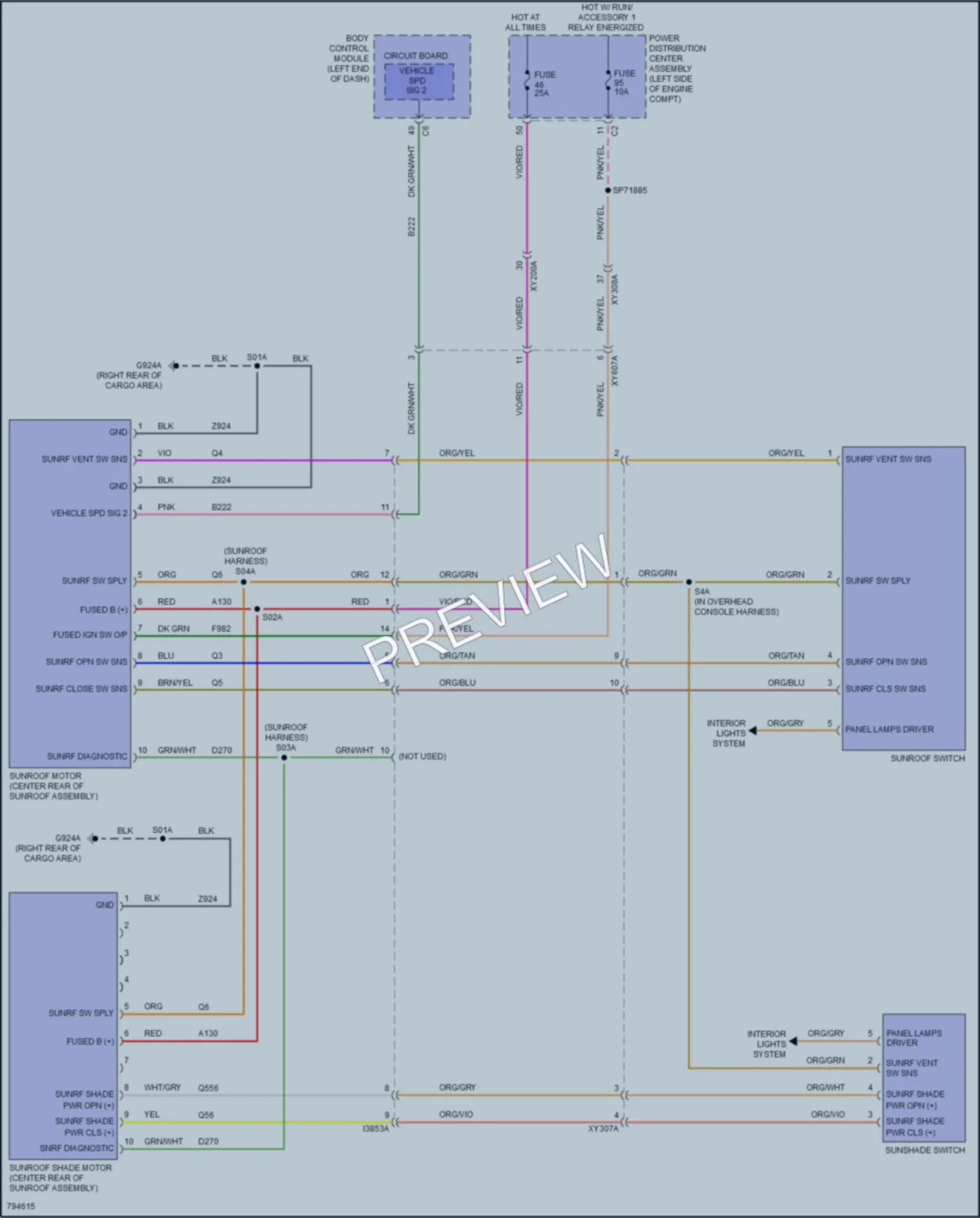 2022 Jeep Cherokee Power Top Sunroof wiring diagram preview