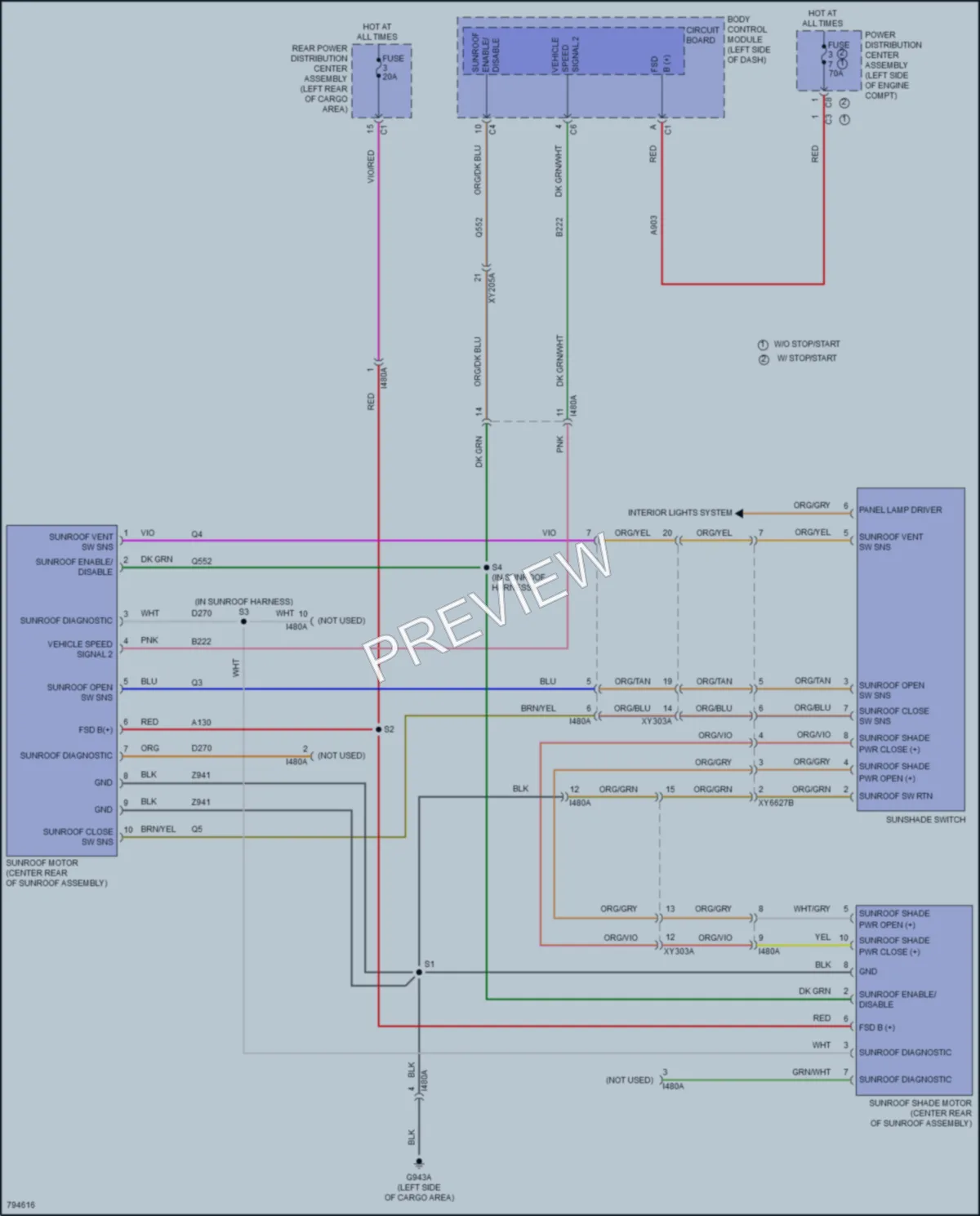 2022 Jeep Compass Power Top Sunroof wiring diagram preview