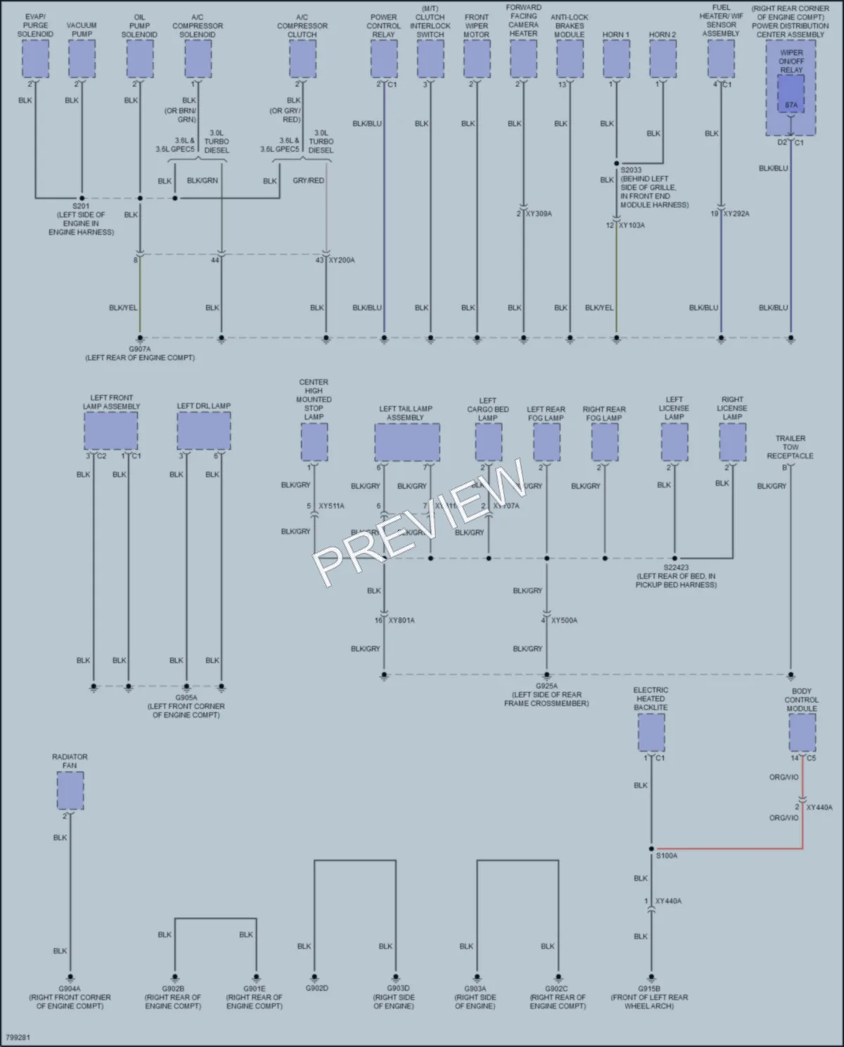 2022 Jeep Gladiator Ground Distribution wiring diagram preview
