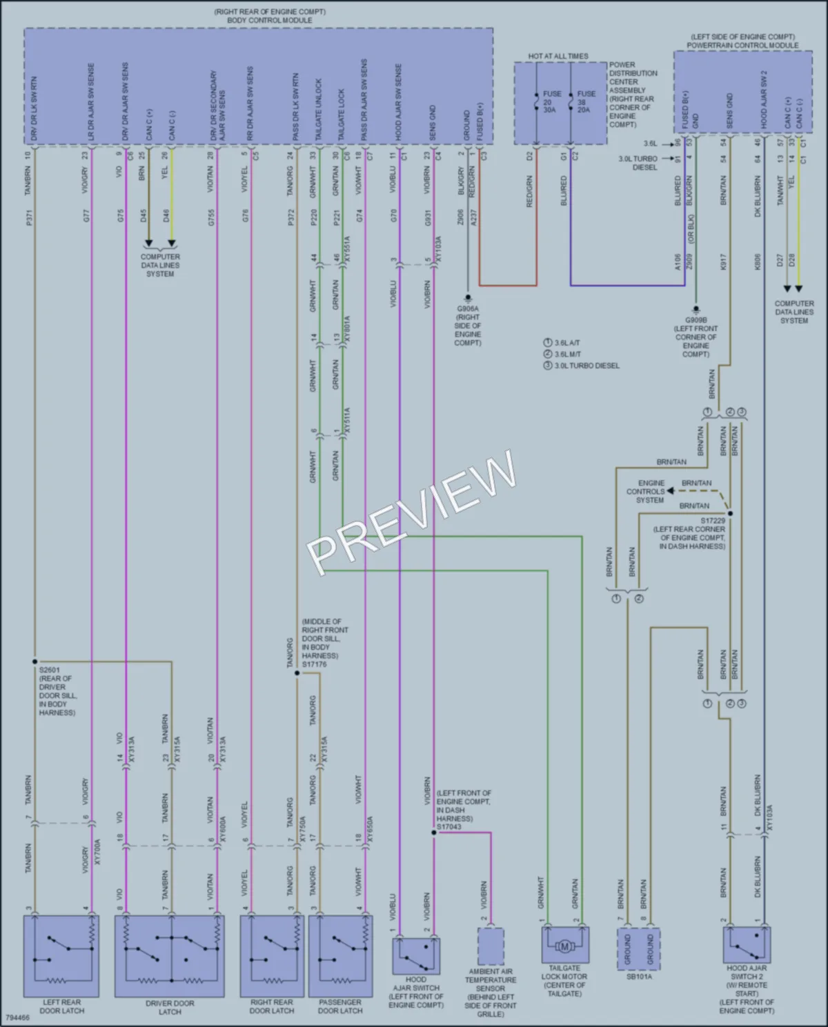 2022 Jeep Gladiator Power Door Locks wiring diagram preview