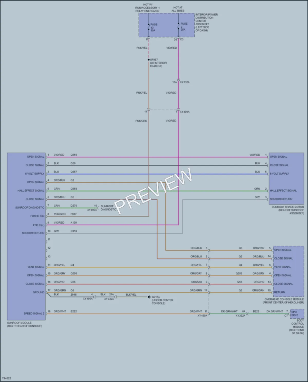 2022 Jeep GrandCherokee Power Top Sunroof wiring diagram preview
