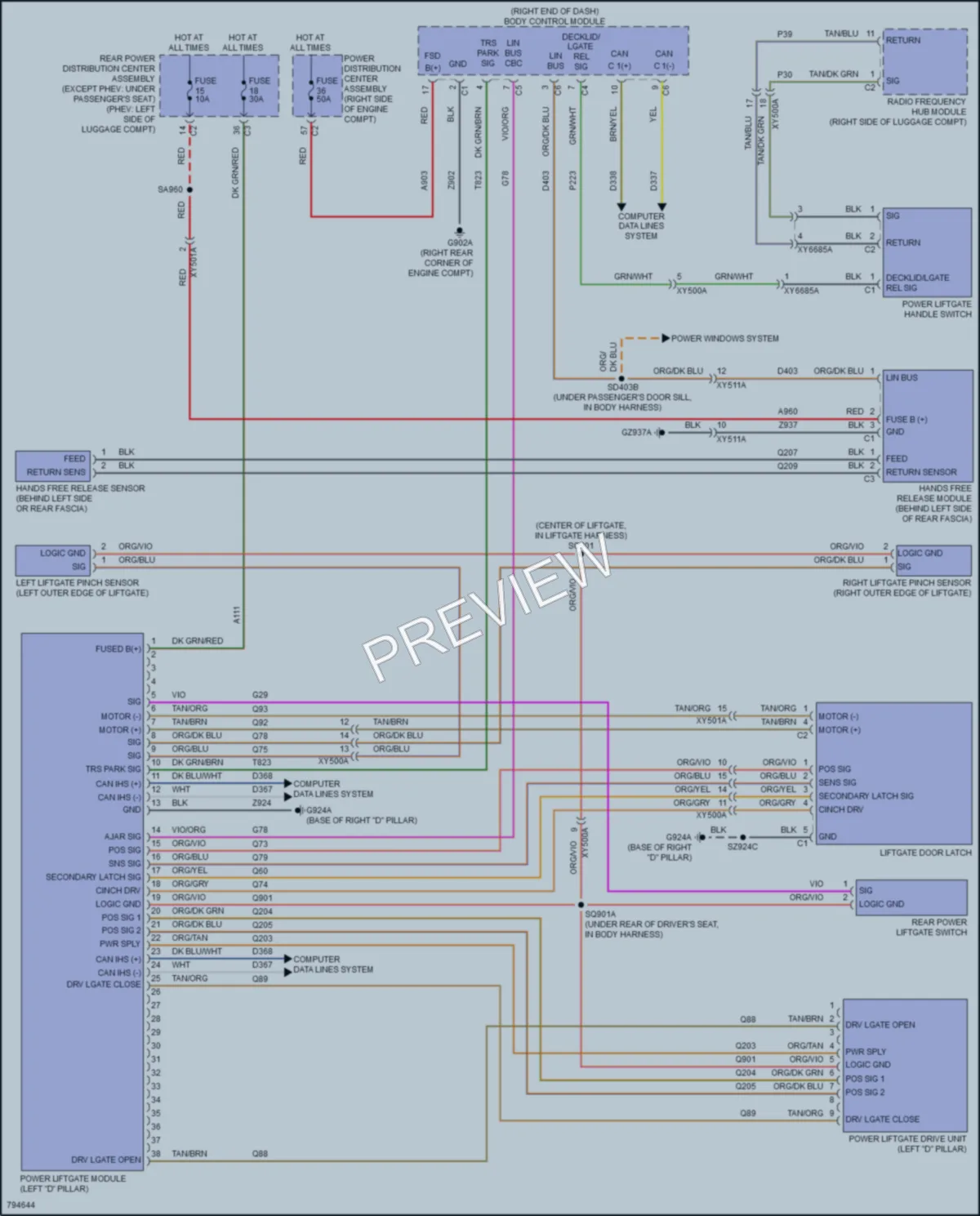 2022 Jeep GrandCherokee4XE Trunk Tailgate Fuel Door wiring diagram preview