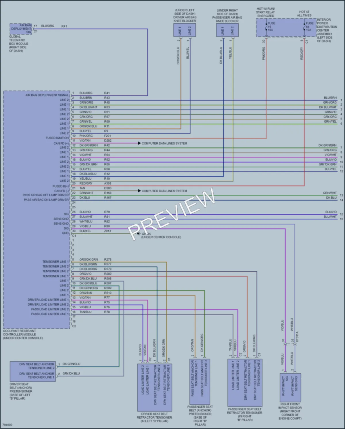 2022 Jeep GrandCherokeeL Supplemental Restraints wiring diagram preview