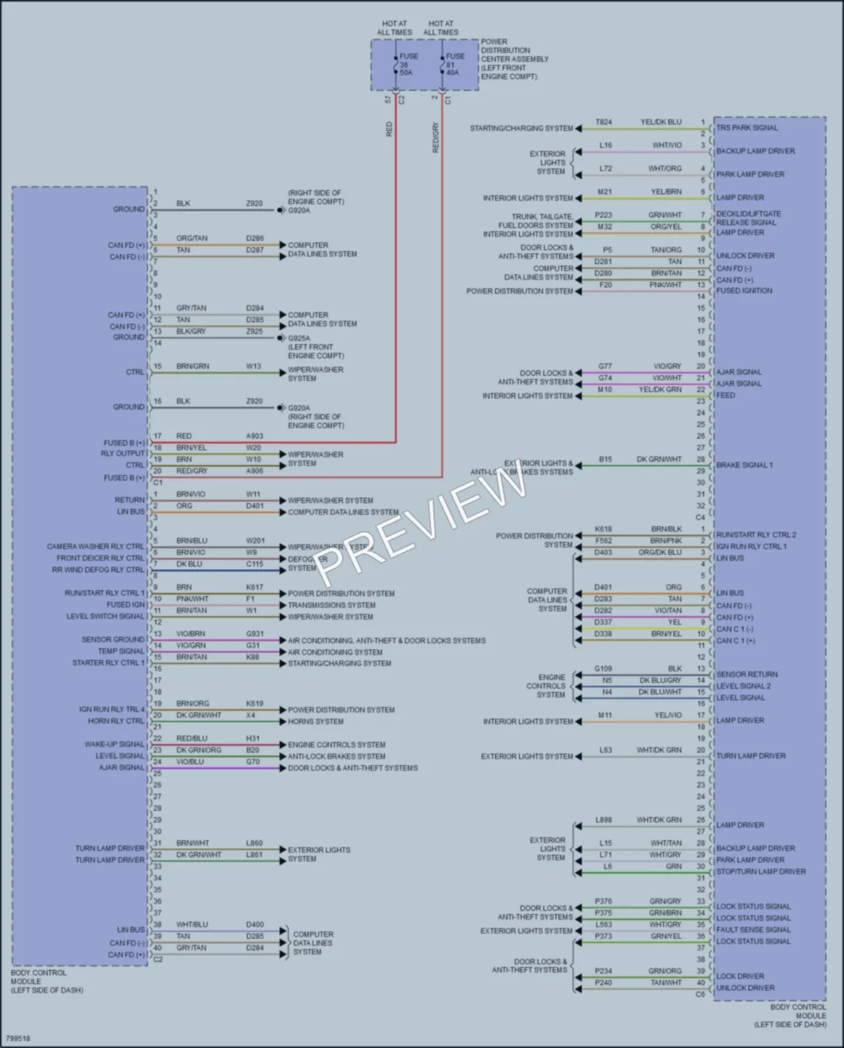 2022 Jeep GrandWagoneer Body Control Modules wiring diagram preview