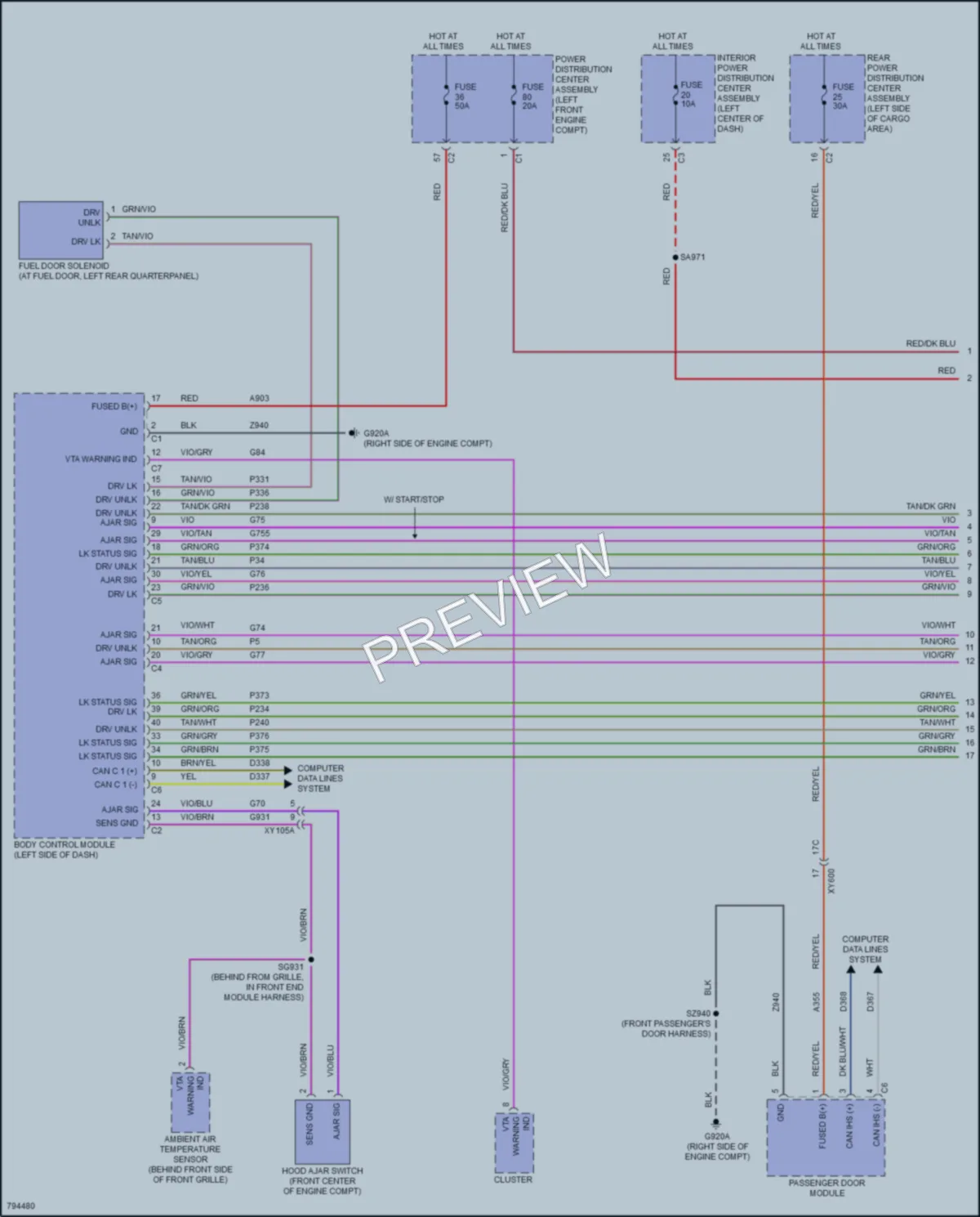 2022 Jeep GrandWagoneer Power Door Locks wiring diagram preview
