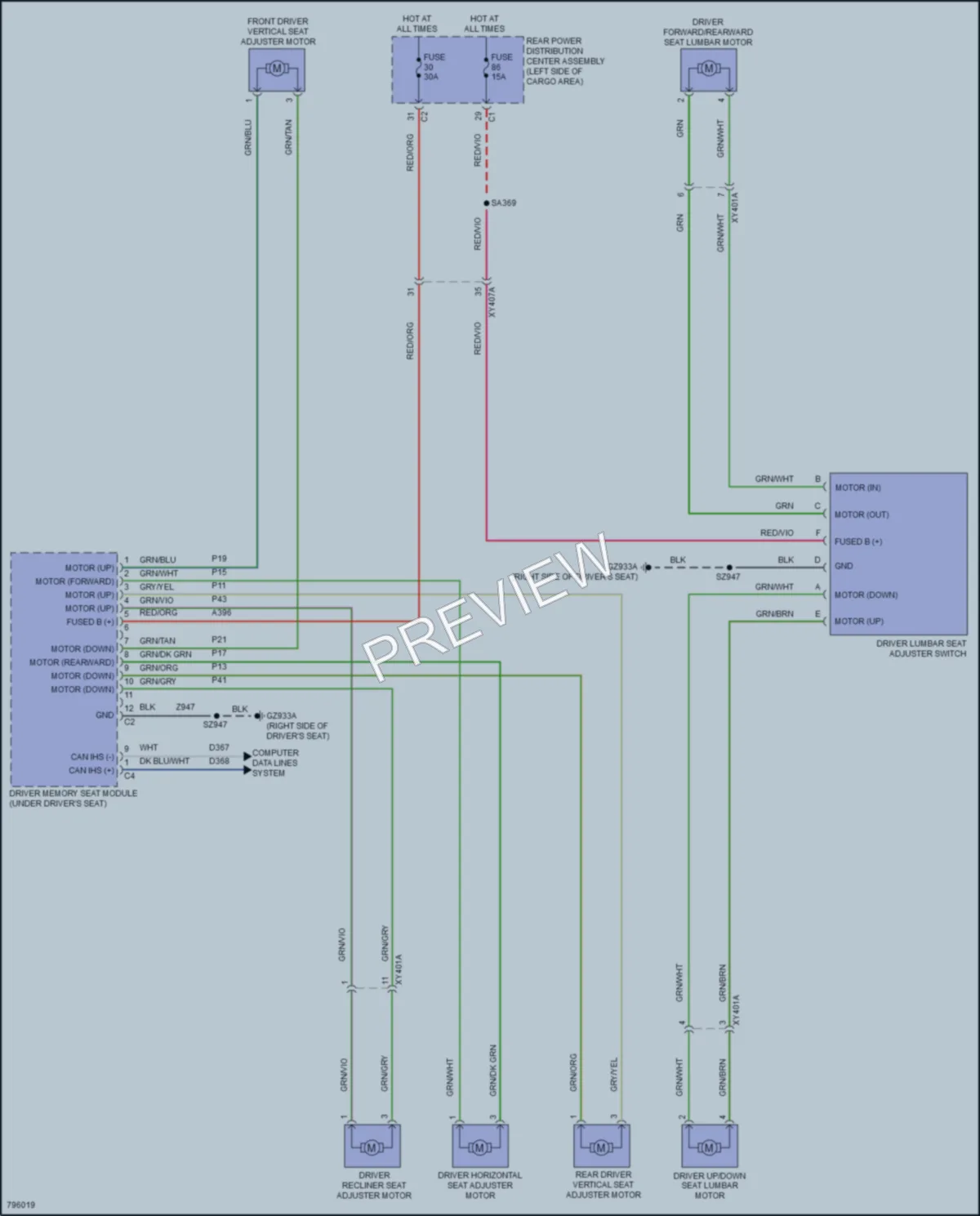 2022 Jeep GrandWagoneer Power Seats wiring diagram preview