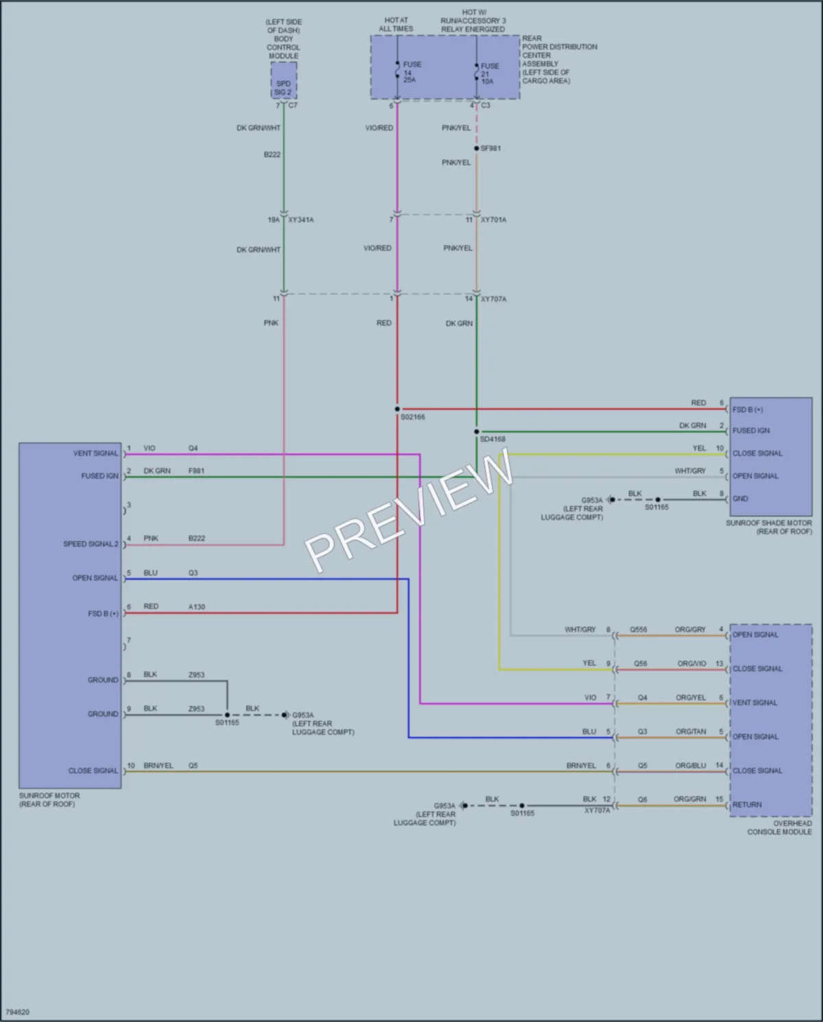 2022 Jeep GrandWagoneer Power Top Sunroof wiring diagram preview