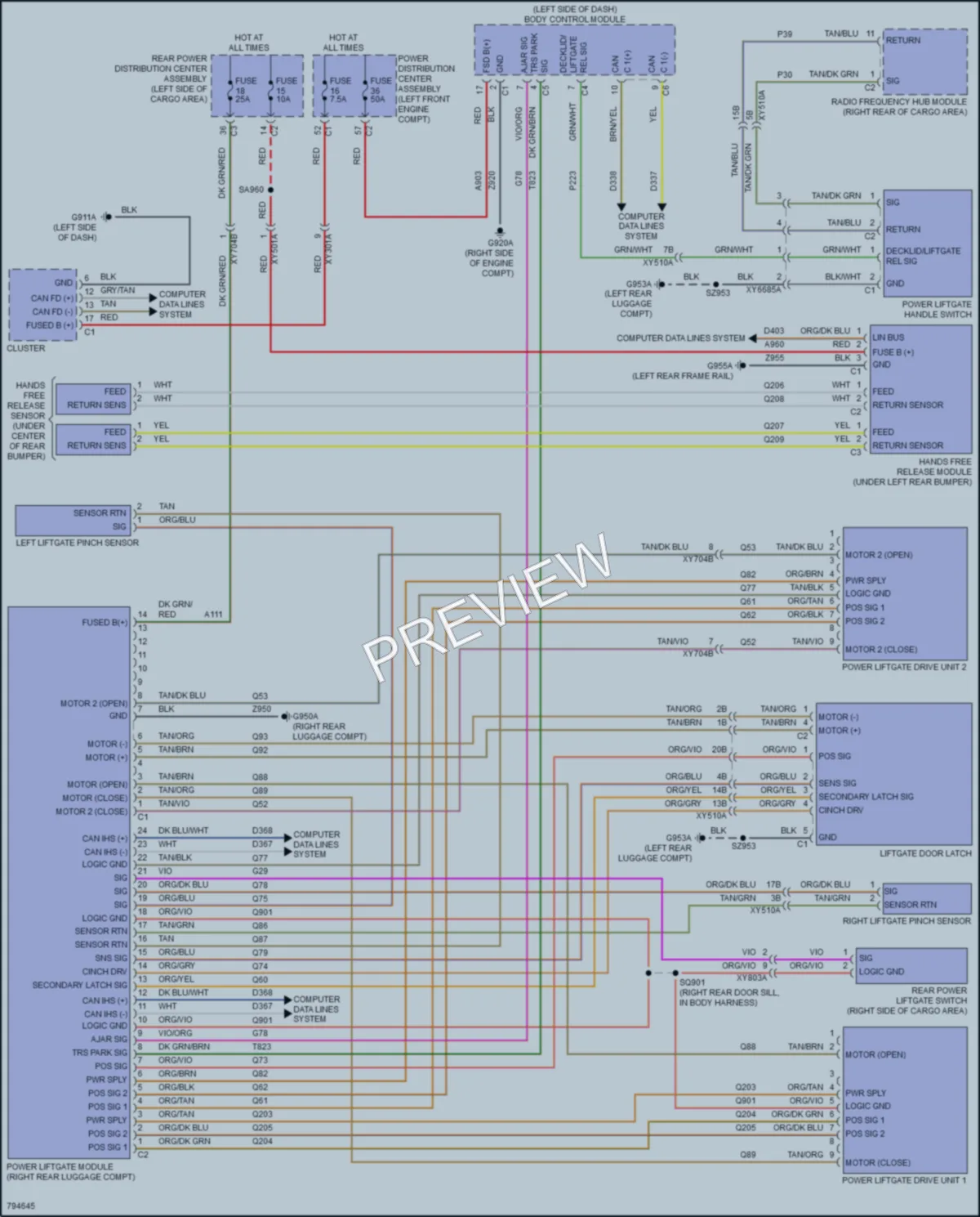 2022 Jeep GrandWagoneer Trunk Tailgate Fuel Door wiring diagram preview