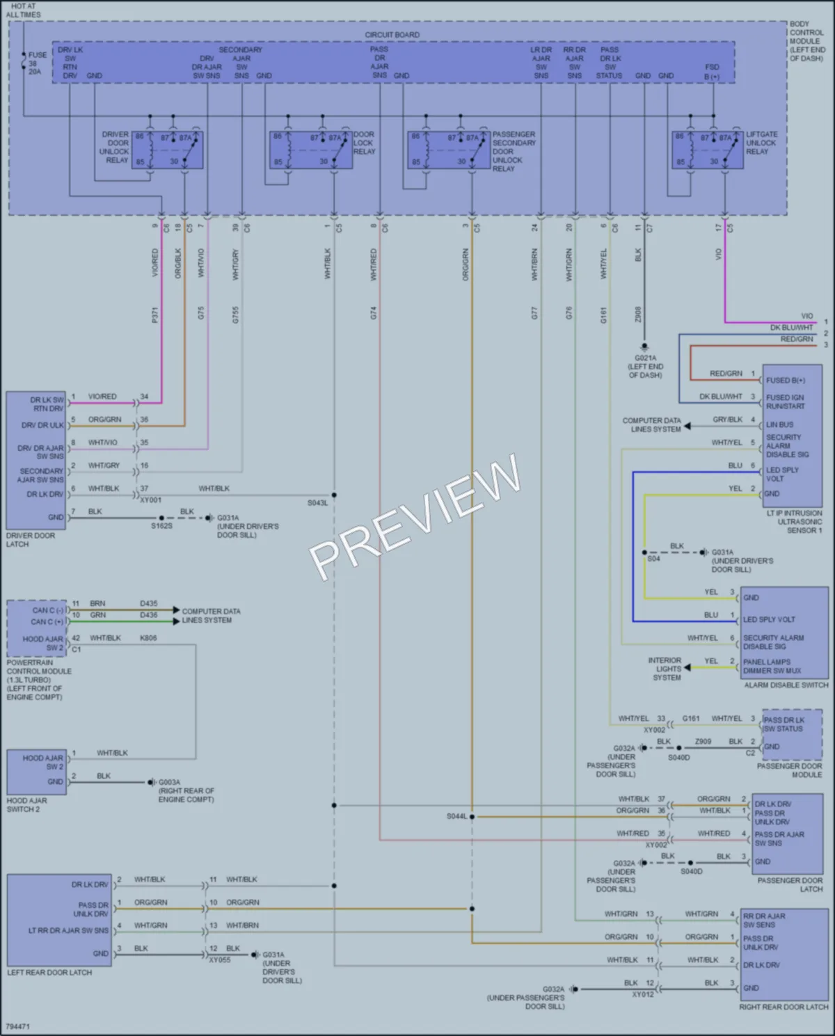 2022 Jeep Renegade Power Door Locks wiring diagram preview