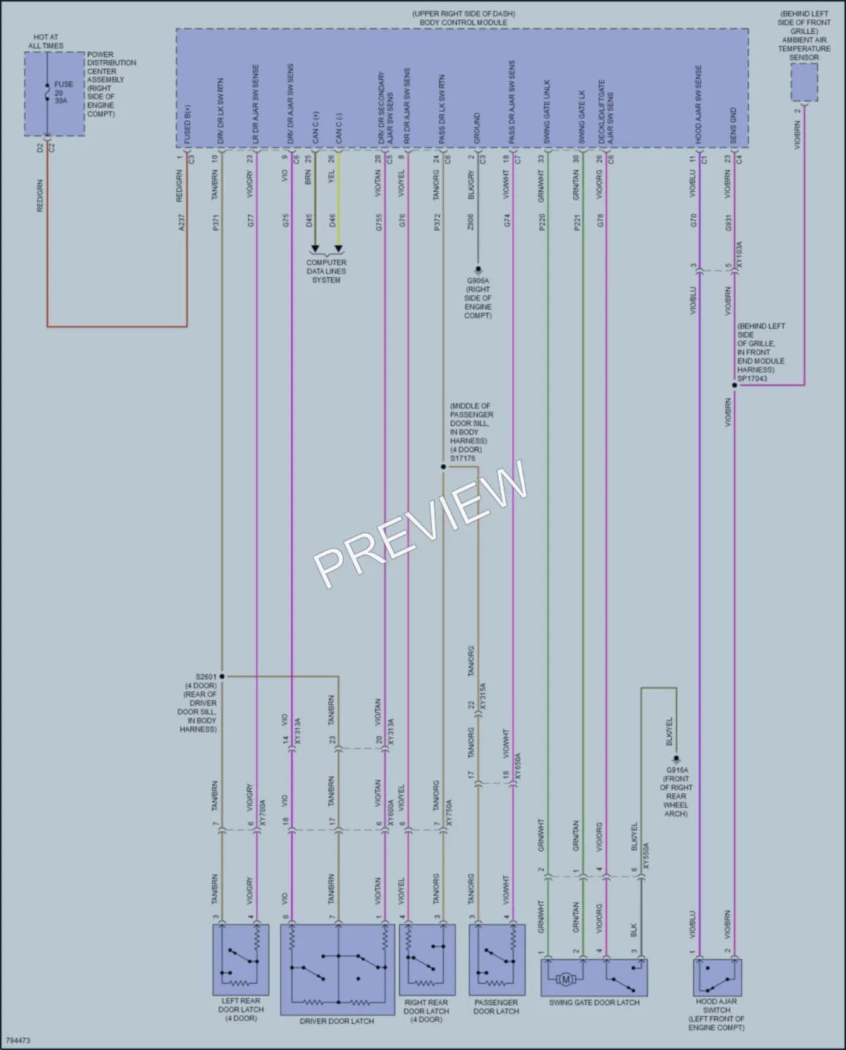 2022 Jeep Wrangler Power Door Locks wiring diagram preview